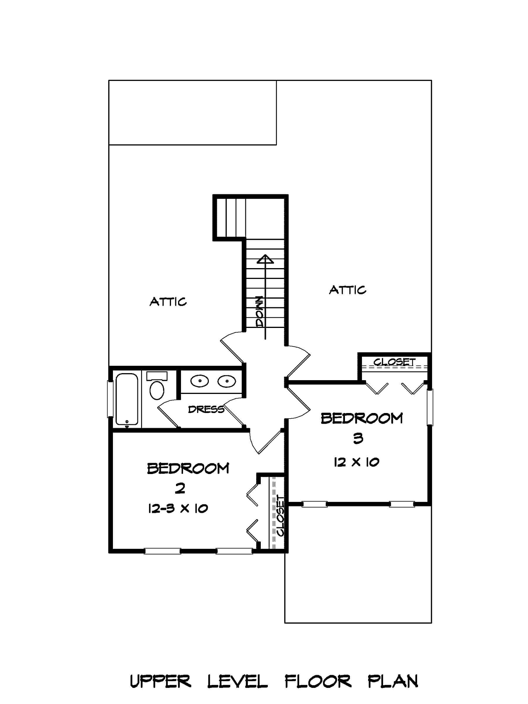 Upper Level of Craftsman Plan #213-1029