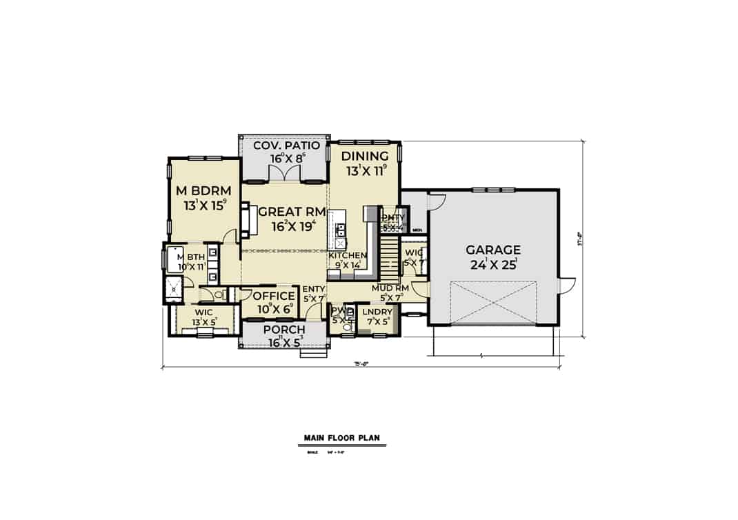 Main Level of Contemporary Plan #214-1001