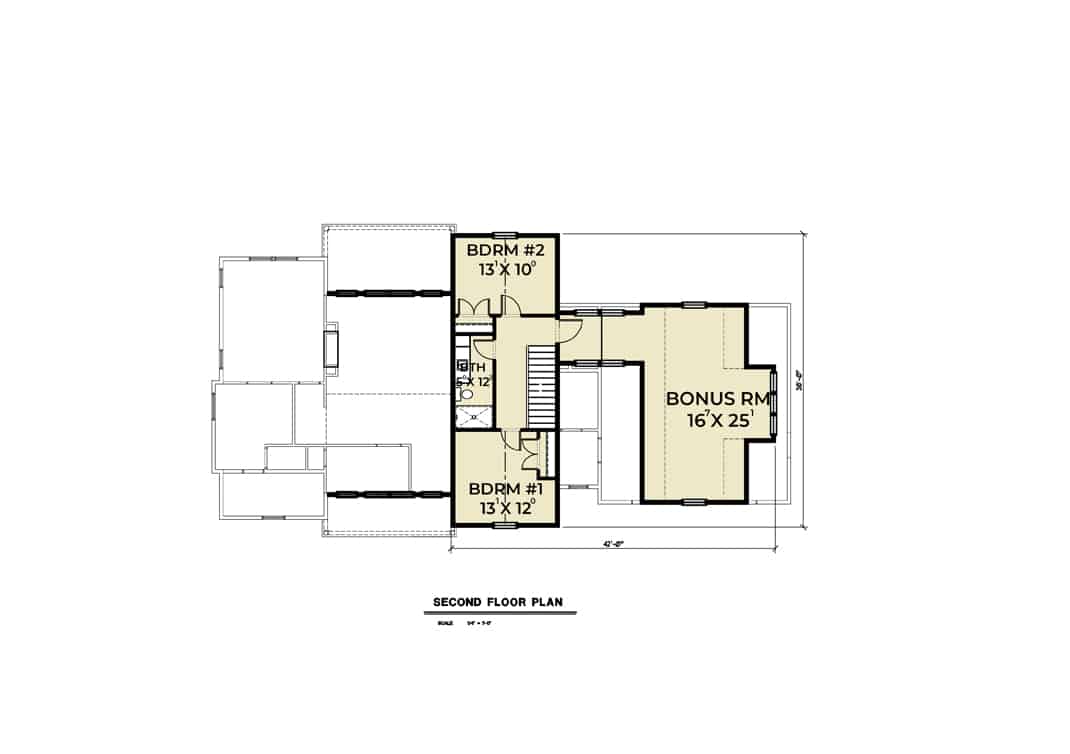 Upper Level of Contemporary Plan #214-1001