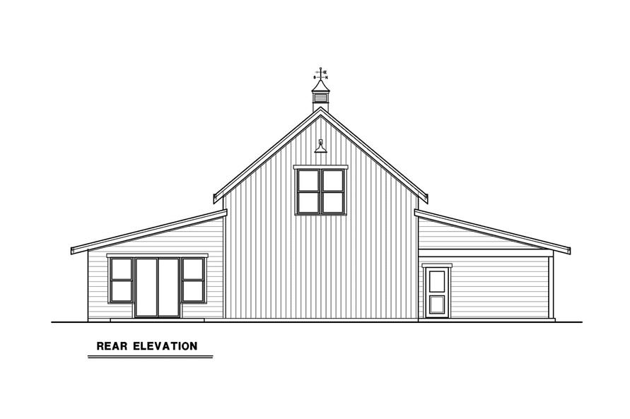 Home Plan Rear Elevation of this 1-Bedroom,1580 Sq Ft Plan -214-1008