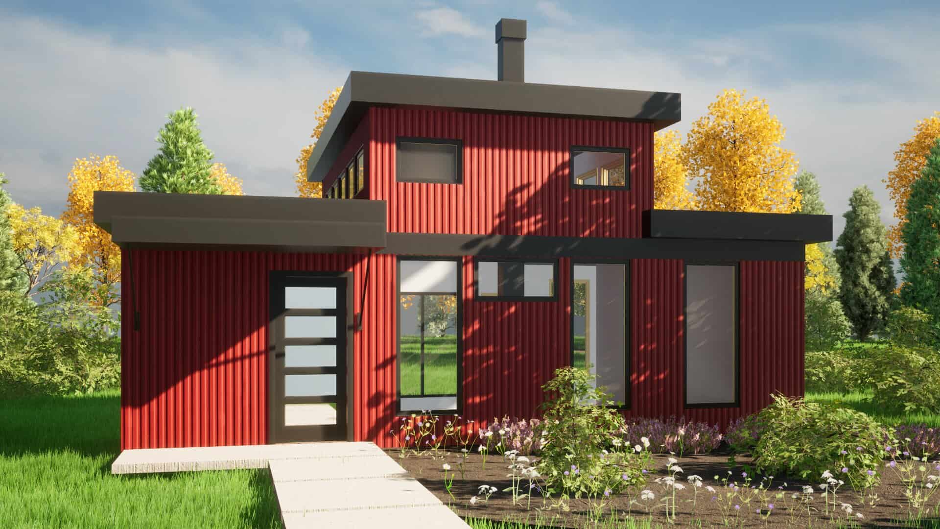 Front elevation of Modern home (ThePlanCollection: House Plan #216-1000)