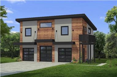 900 Sq Ft Modern Garage House Plan - 216-1008 - Front Exterior