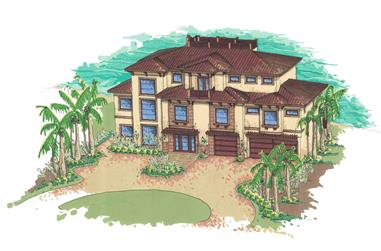 4-Bedroom, 3954 Sq Ft Tuscan House Plan - 219-1007 - Front Exterior