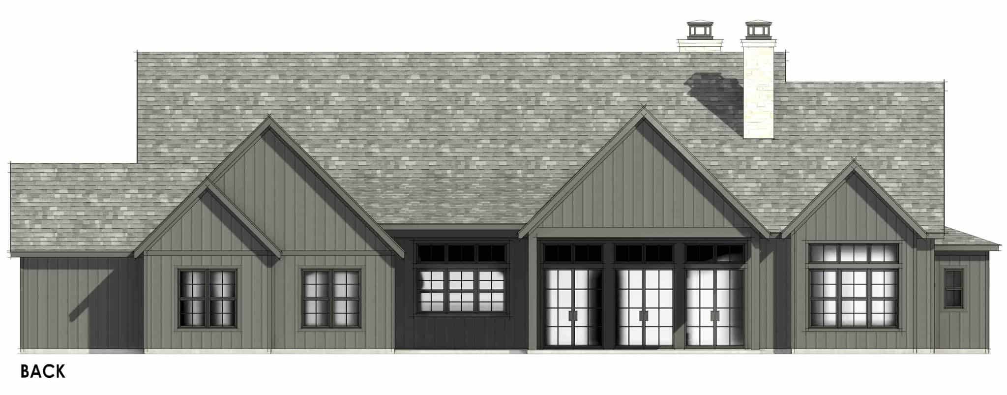 Home Plan Rear Elevation of this 4-Bedroom,3339 Sq Ft Plan -220-1022