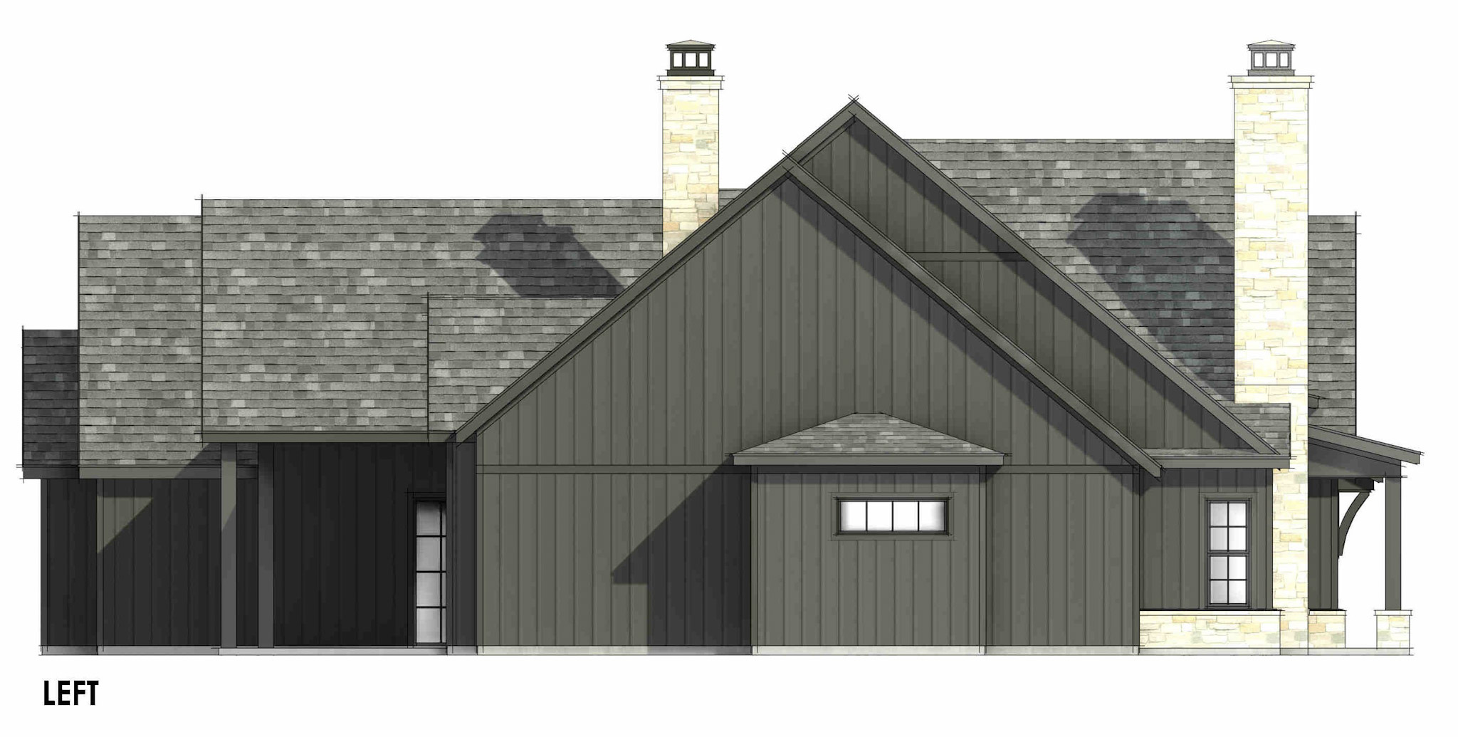 Home Plan Left Elevation of this 4-Bedroom,3339 Sq Ft Plan -220-1022