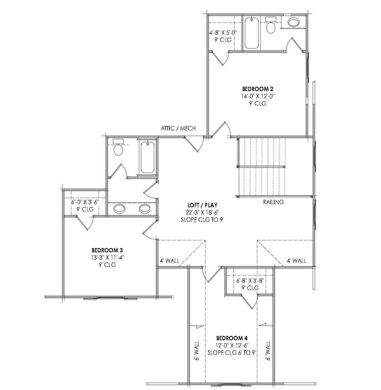 Upper Level of Farmhouse Plan #220-1024