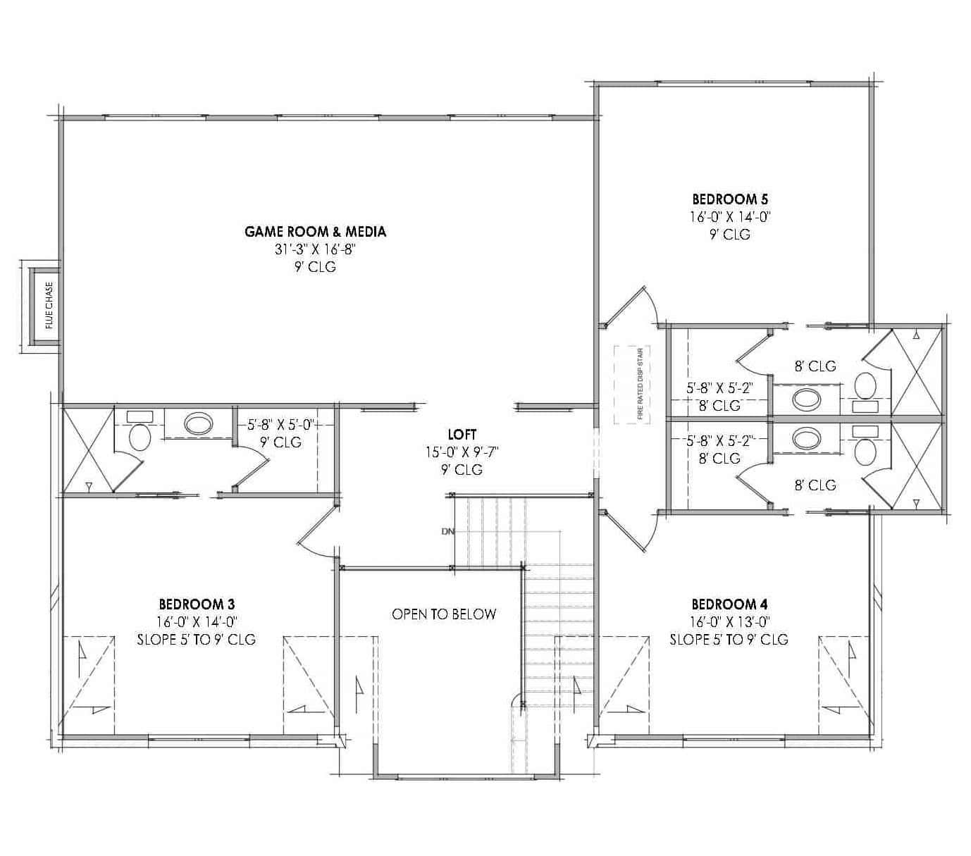 Upper Level of Modern Farmhouse Plan #220-1025