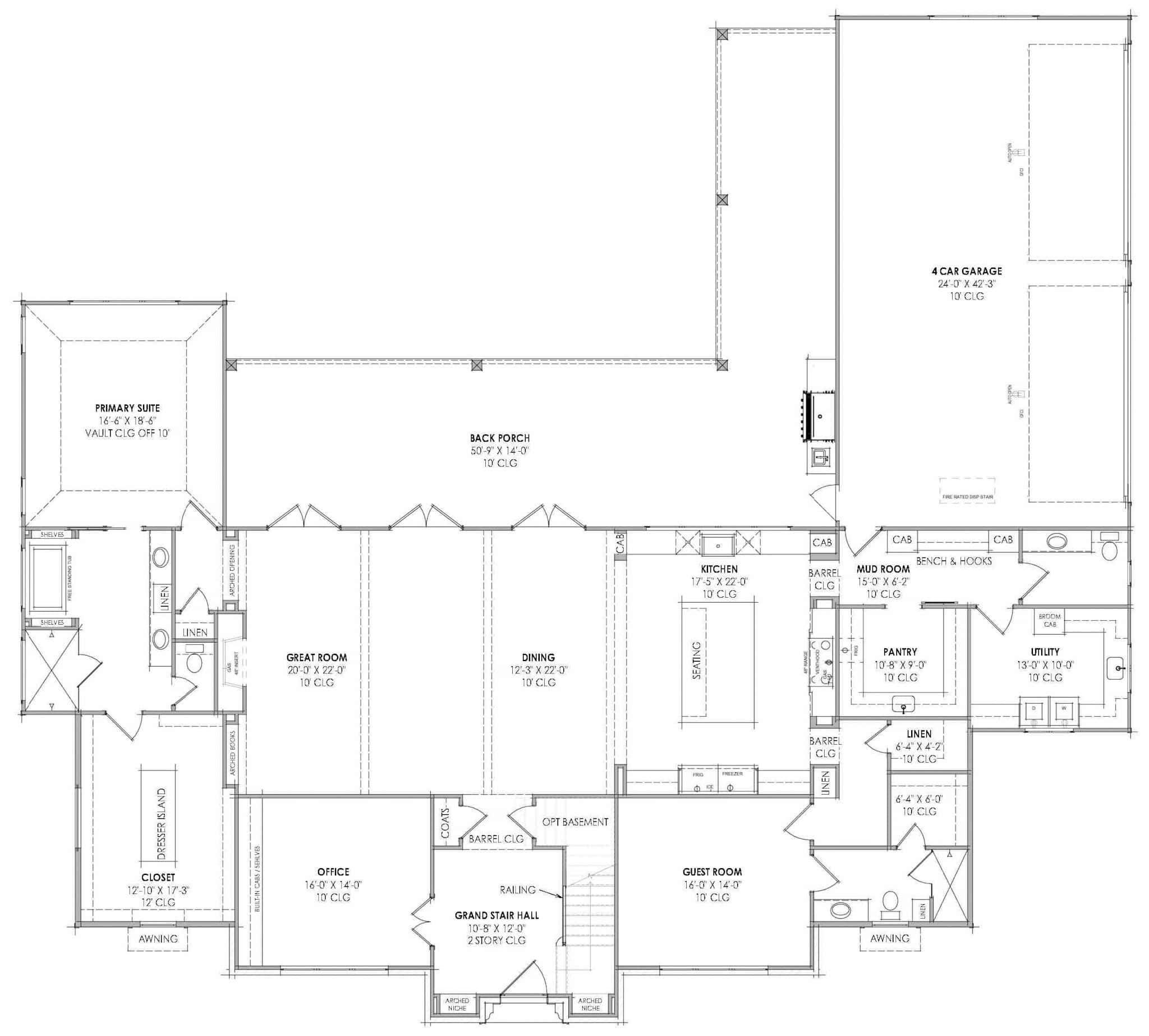 Main Level of Modern Farmhouse Plan #220-1025