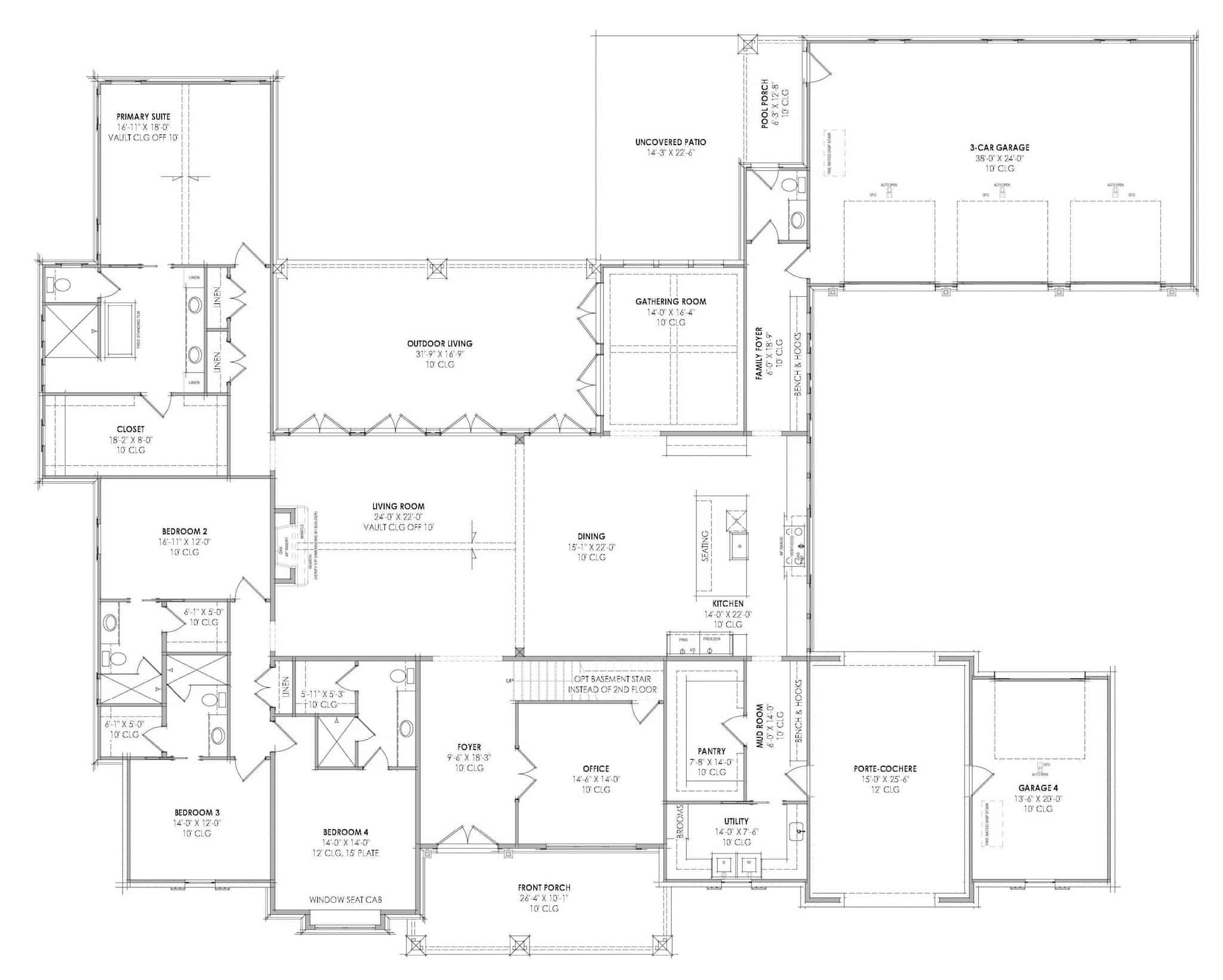 Main Level of Rustic Plan #220-1031