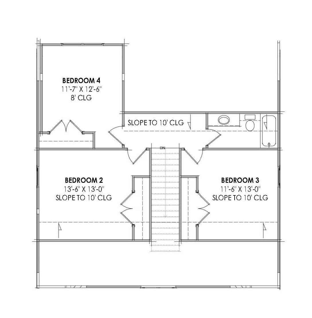 Upper Level of Modern Farmhouse Plan #220-1032