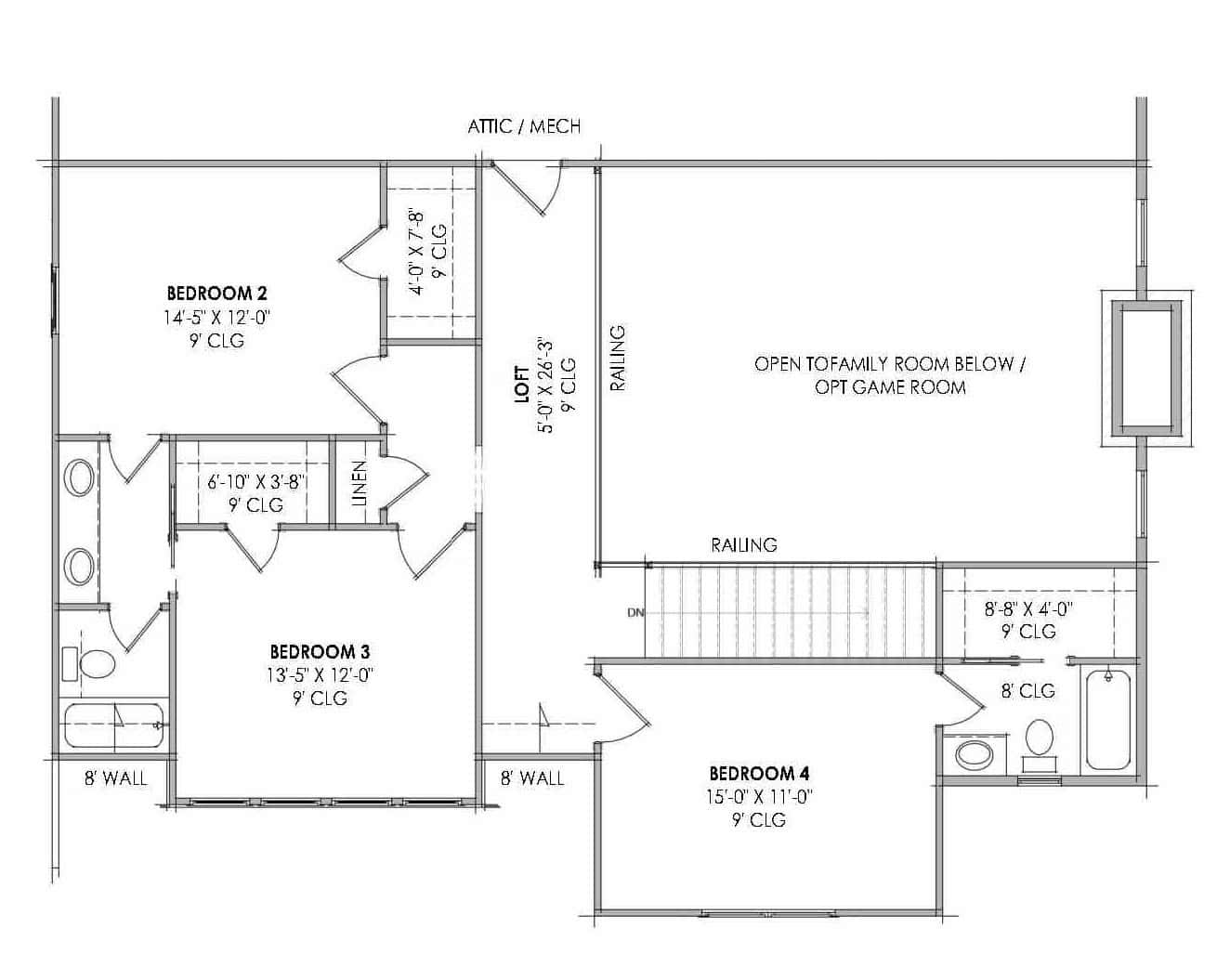 Upper Level of Southwest Plan #220-1033