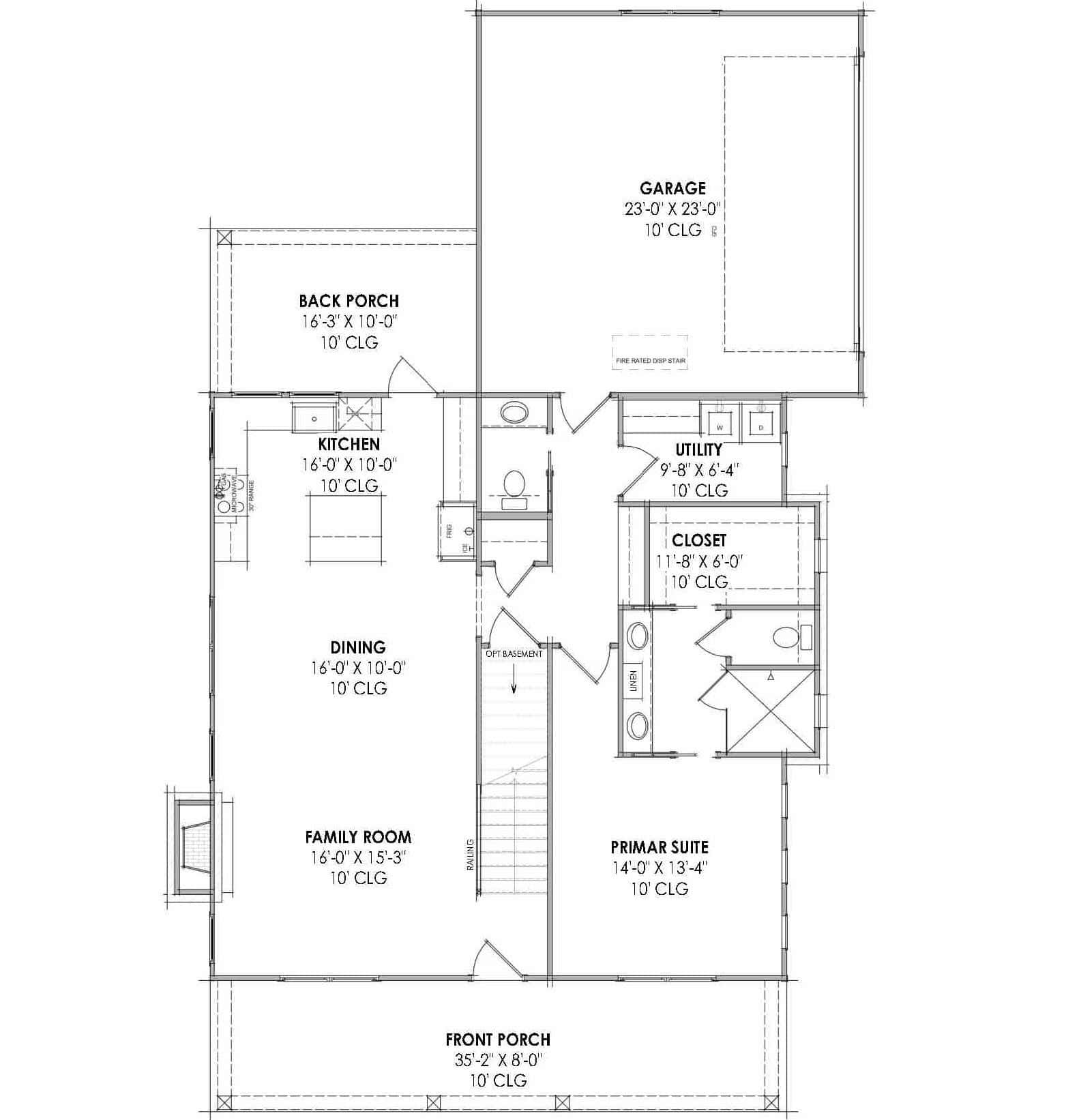Main Level of Modern Farmhouse Plan #220-1035