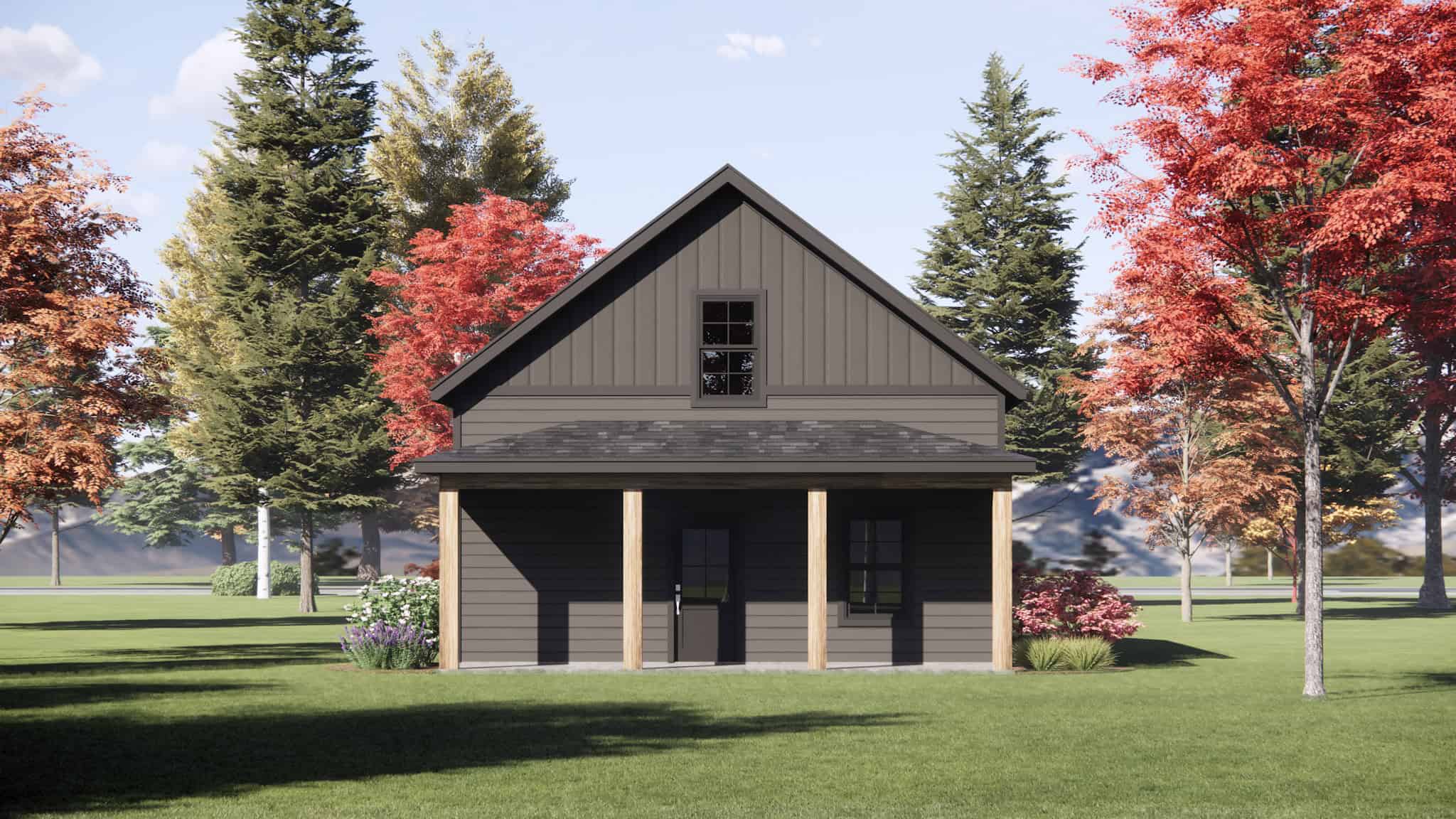 Rear View of this 2-Bedroom,1083 Sq Ft Plan -220-1037