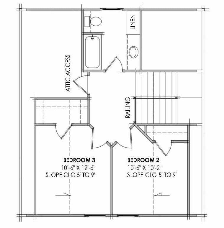 Upper Level of Modern Farmhouse Plan #220-1038