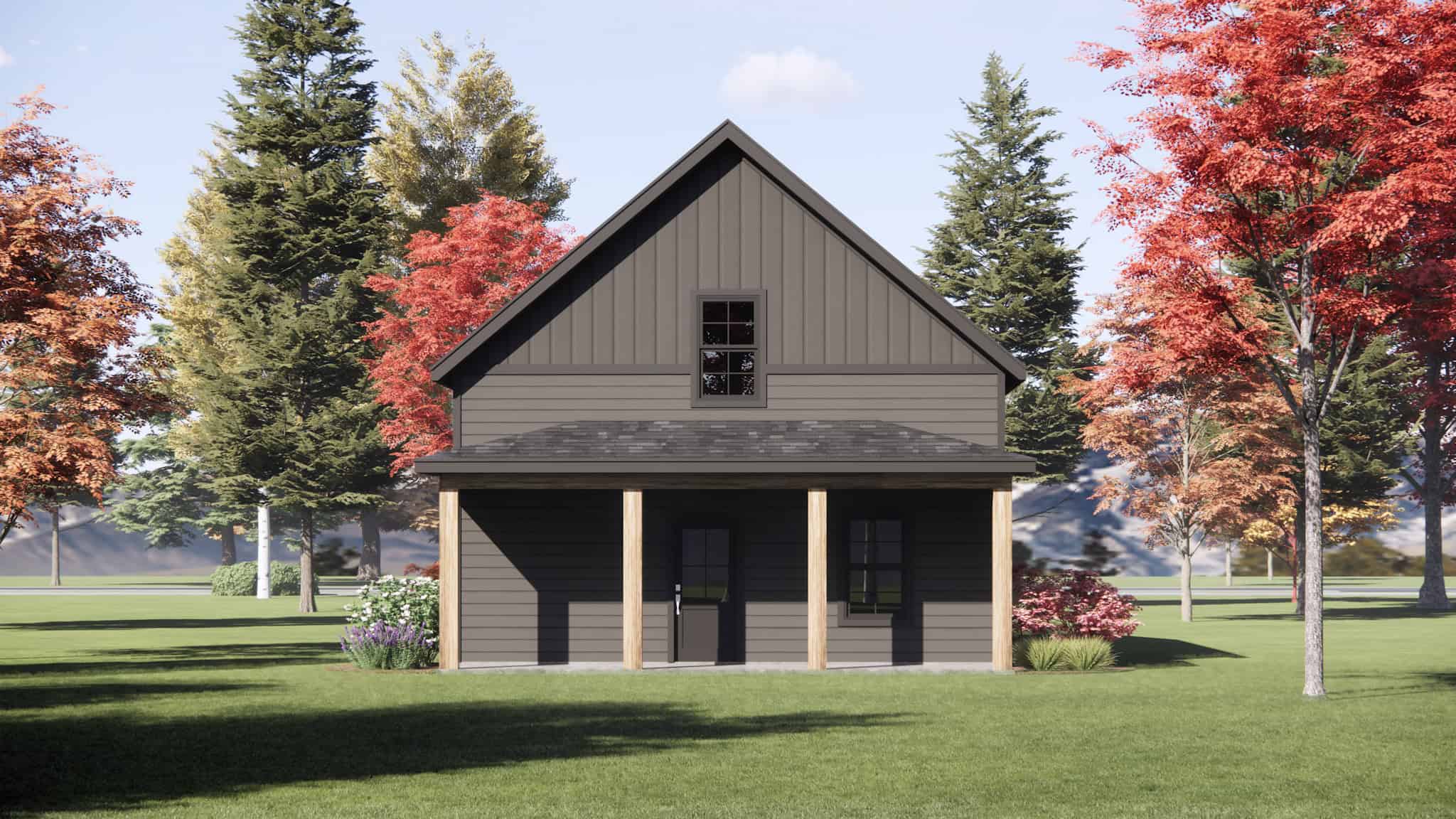 Rear View of this 3-Bedroom,1197 Sq Ft Plan -220-1038