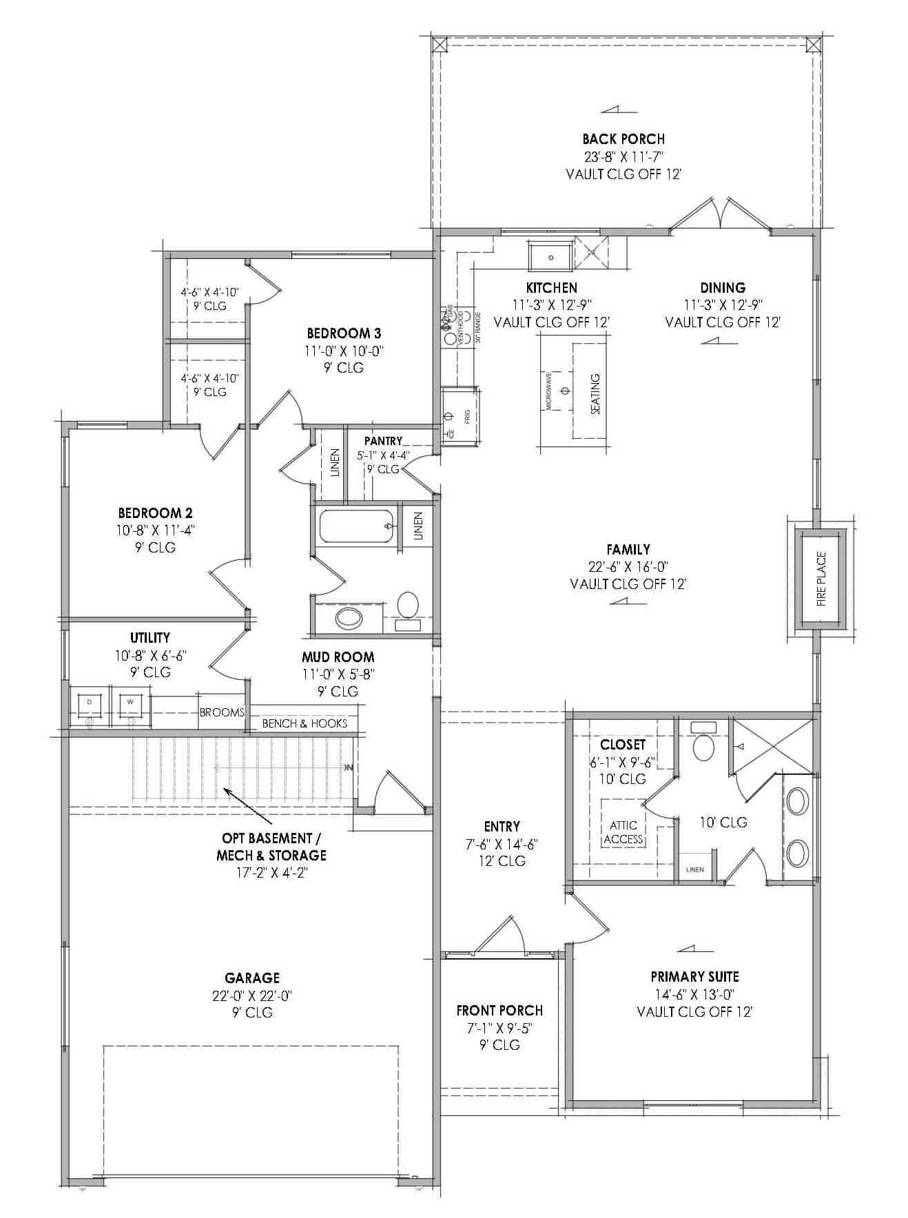Main Level of Contemporary Plan #220-1039