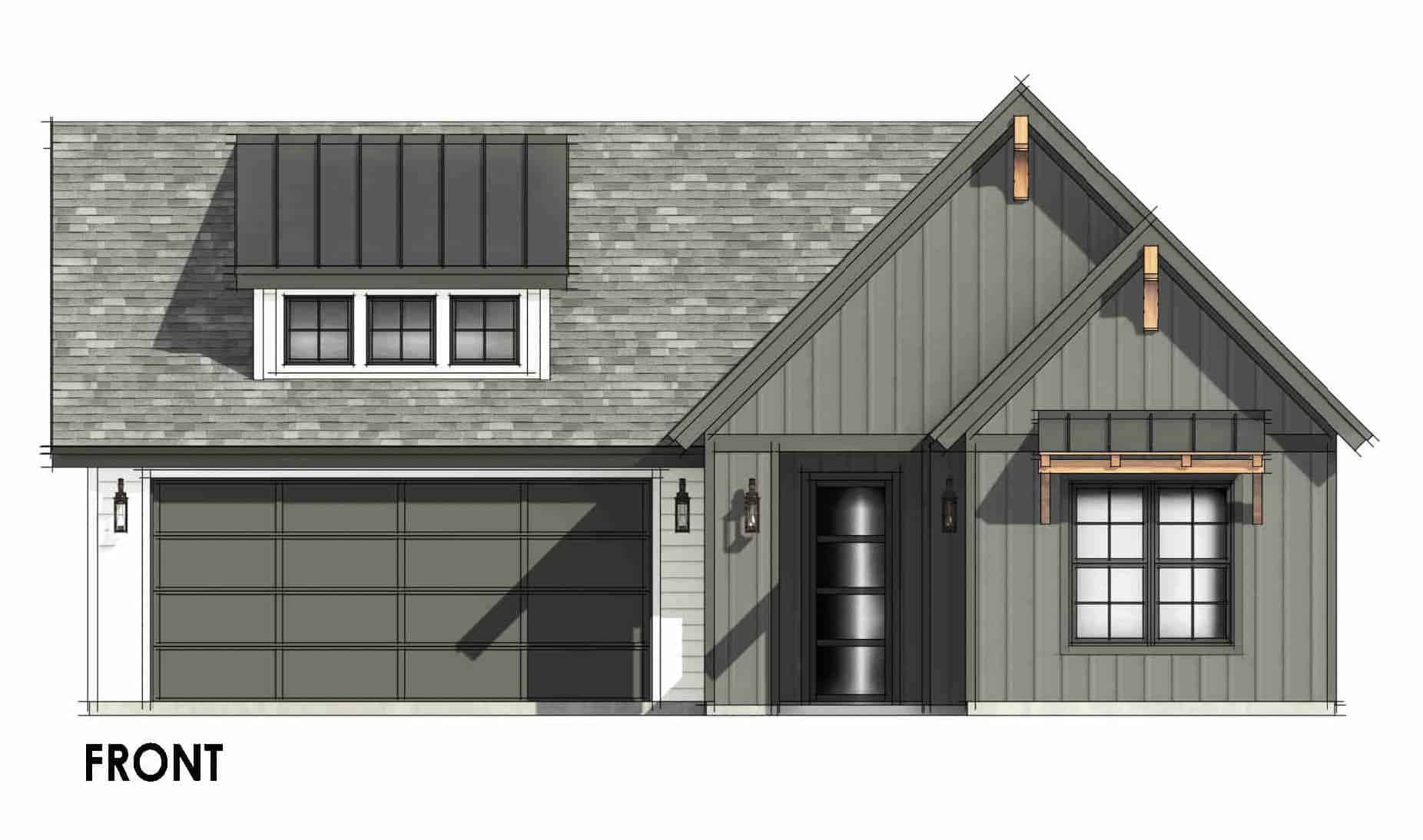 Home Plan Front Elevation of this 3-Bedroom,1710 Sq Ft Plan -220-1040