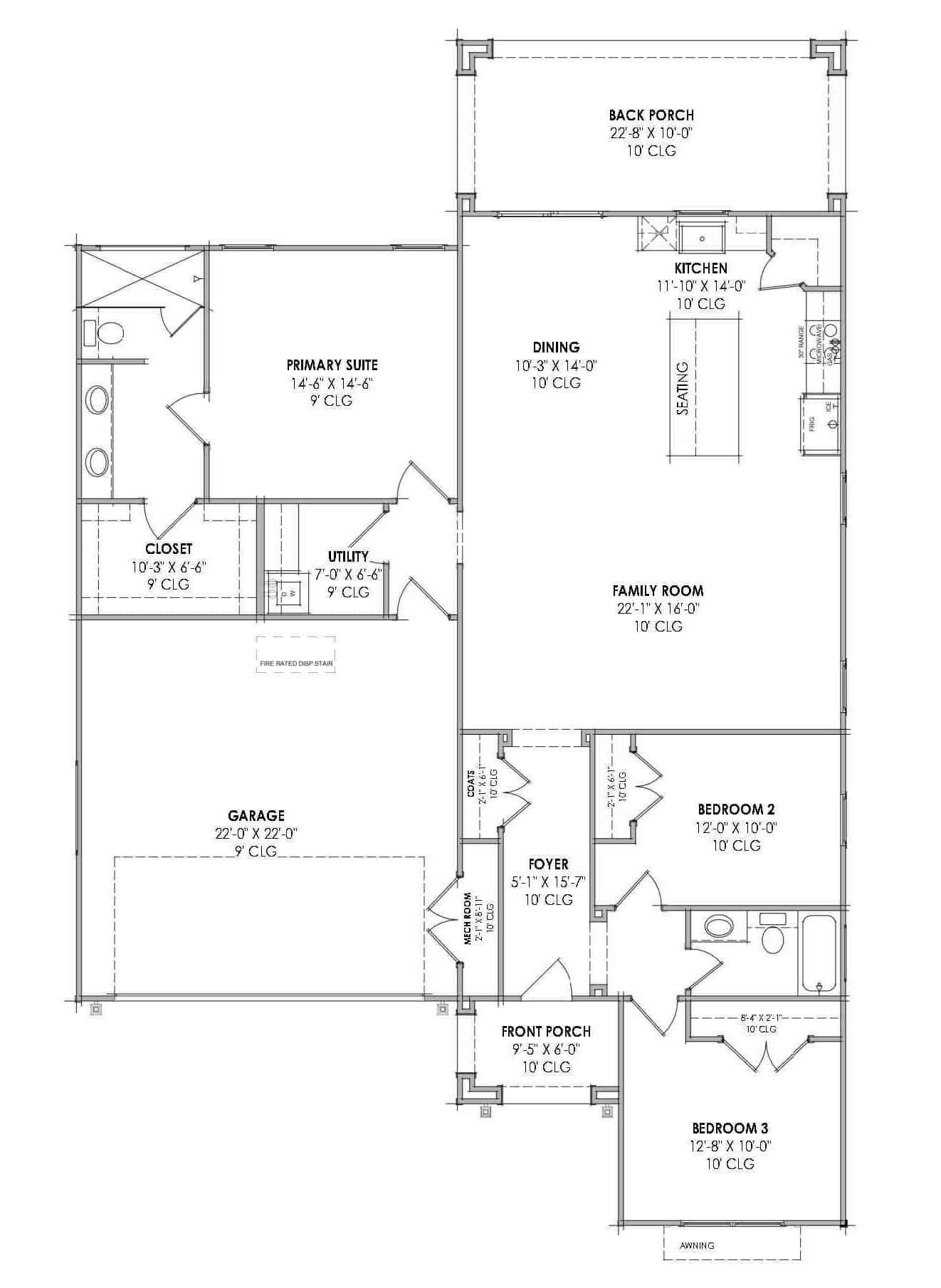 Main Level of Rustic Plan #220-1040