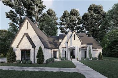 Image of brick european style home with 3 bedrooms, 3 baths, 2 car garage, and 2383 square feet