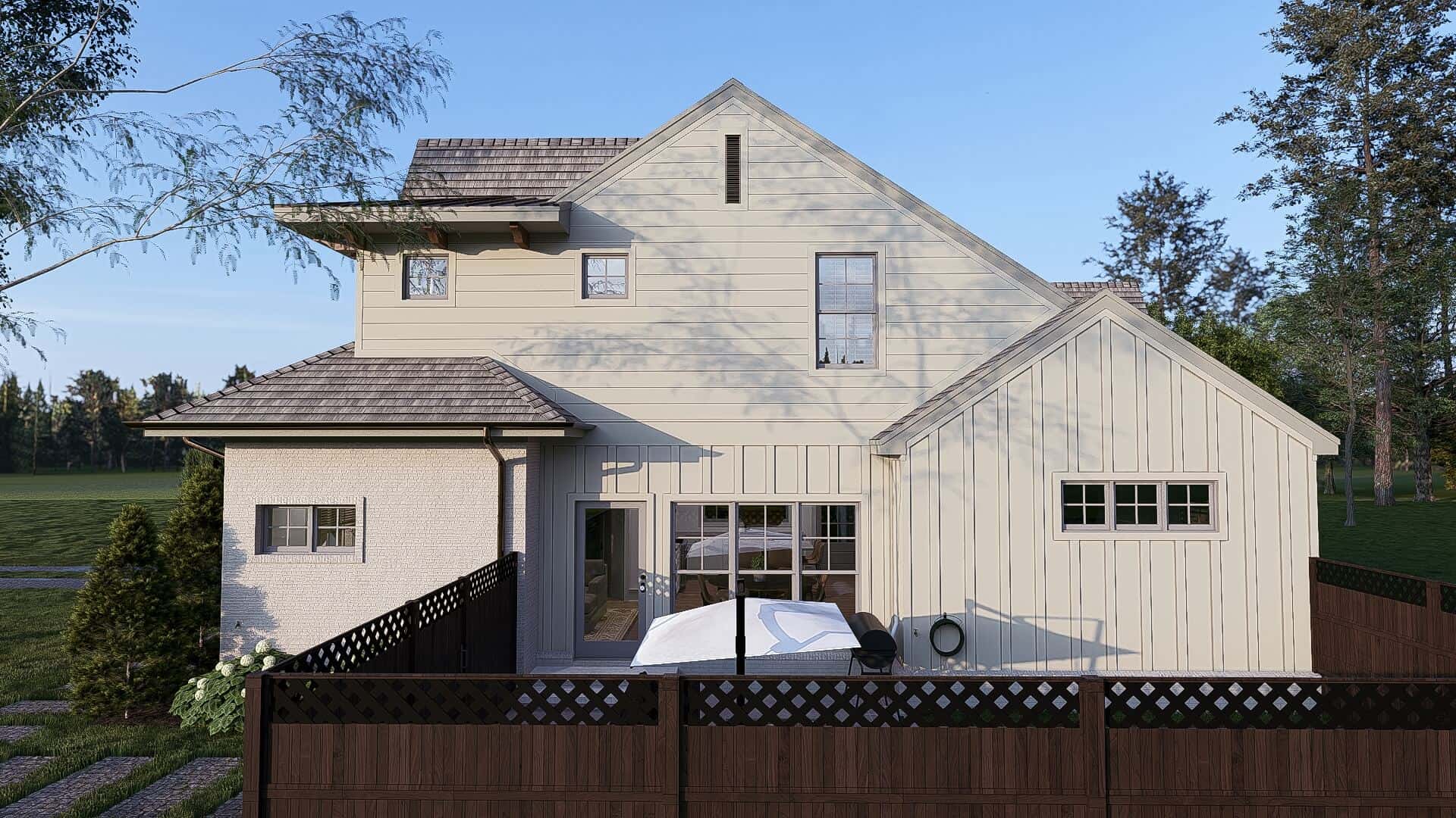 Rear View of this 3-Bedroom,1523 Sq Ft Plan -221-1007