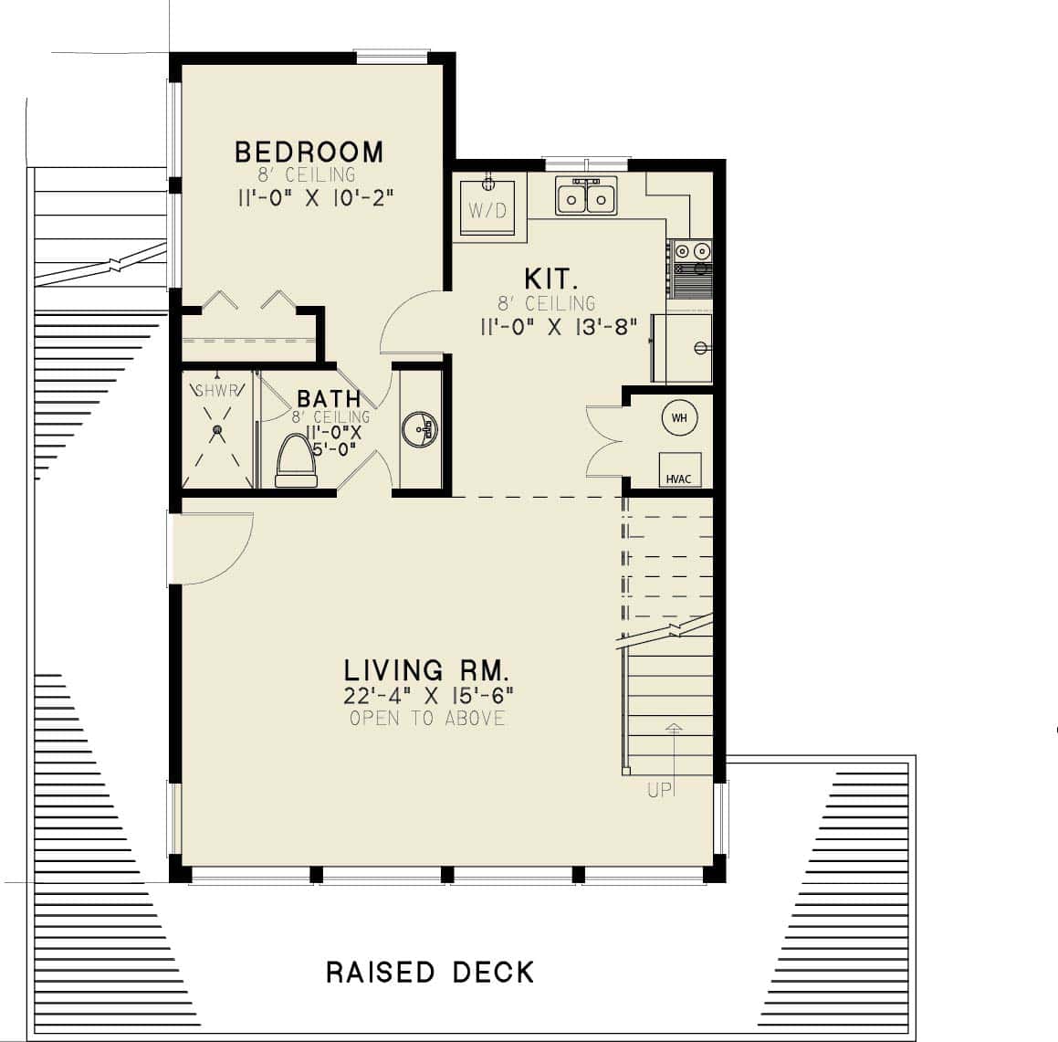 Main Level of Modern Plan #221-1008