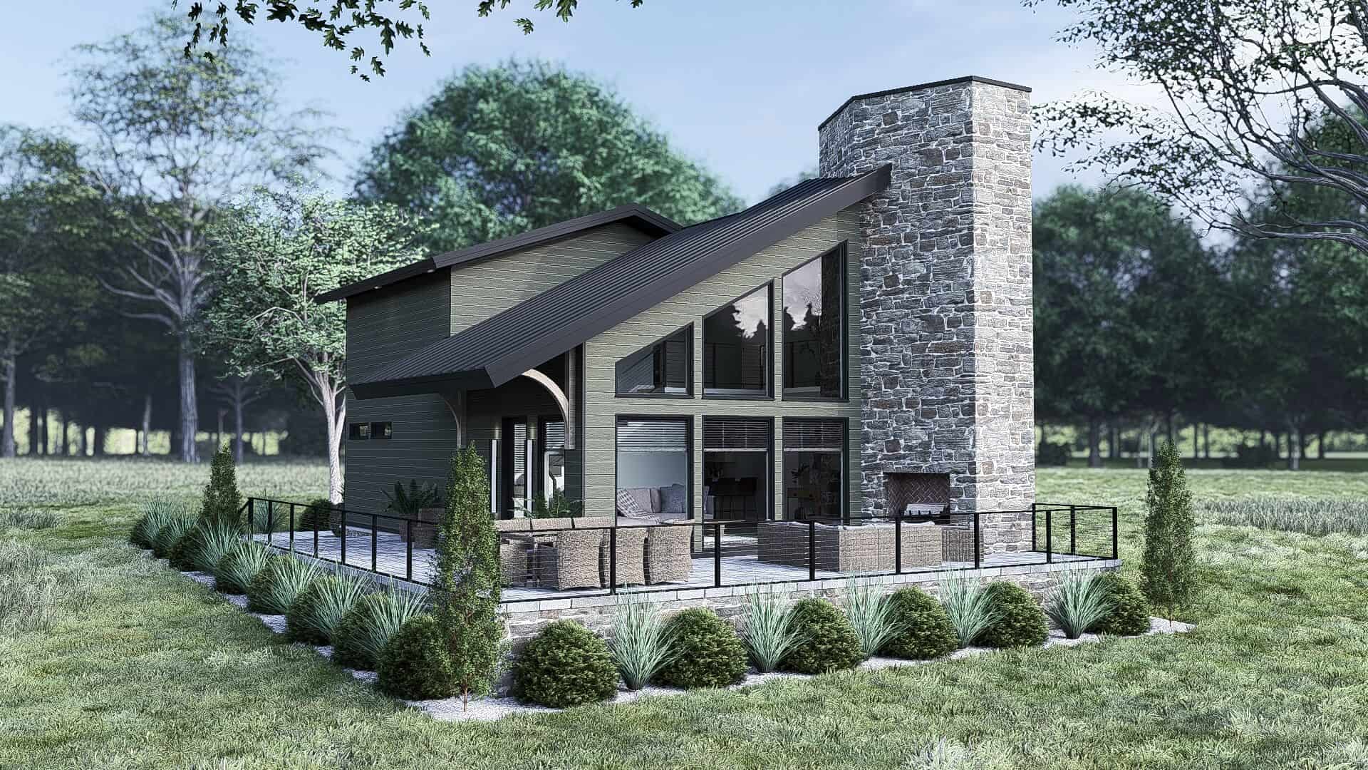 Home Plan Rear Elevation of this 3-Bedroom,1318 Sq Ft Plan -221-1009