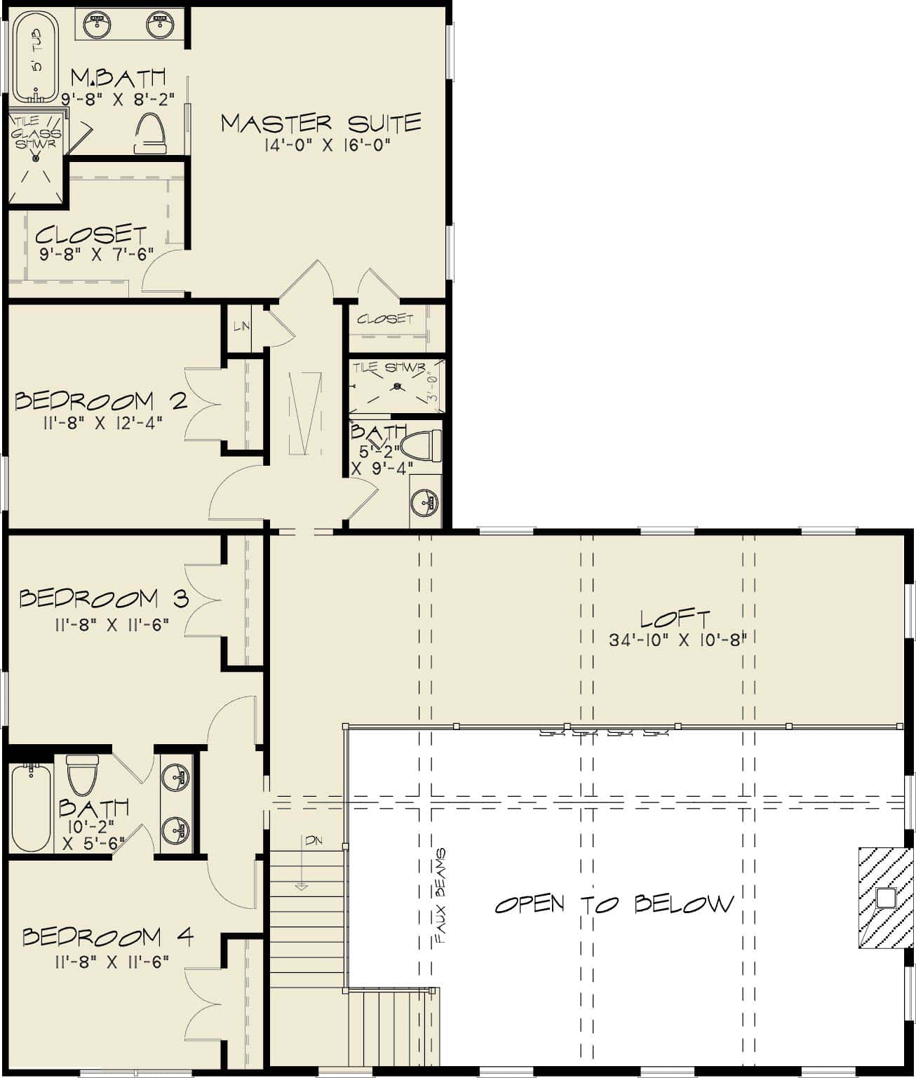 Upper Level of Farmhouse Plan #221-1011