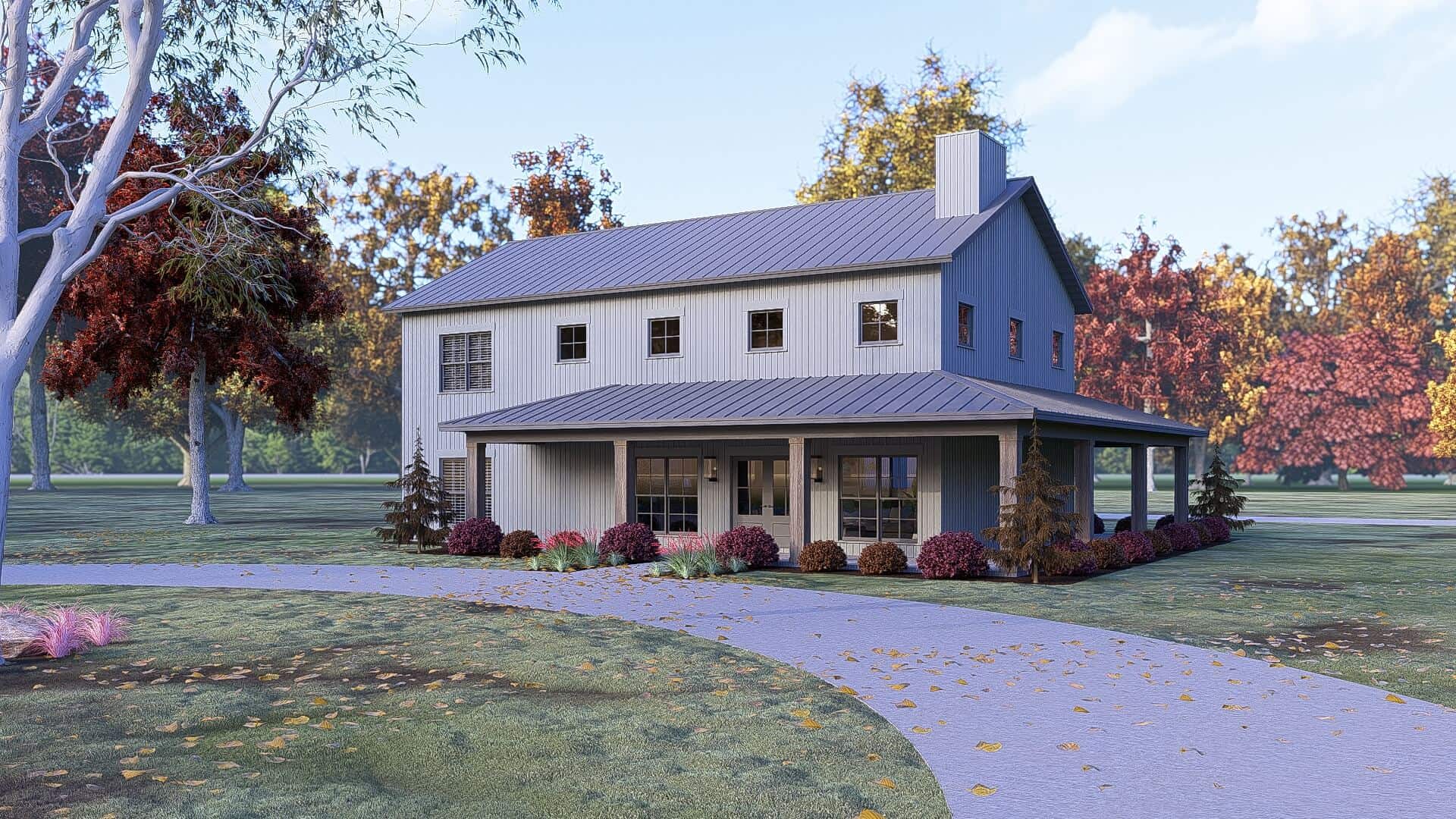 Front elevation of Farmhouse home (ThePlanCollection: House Plan #221-1011)