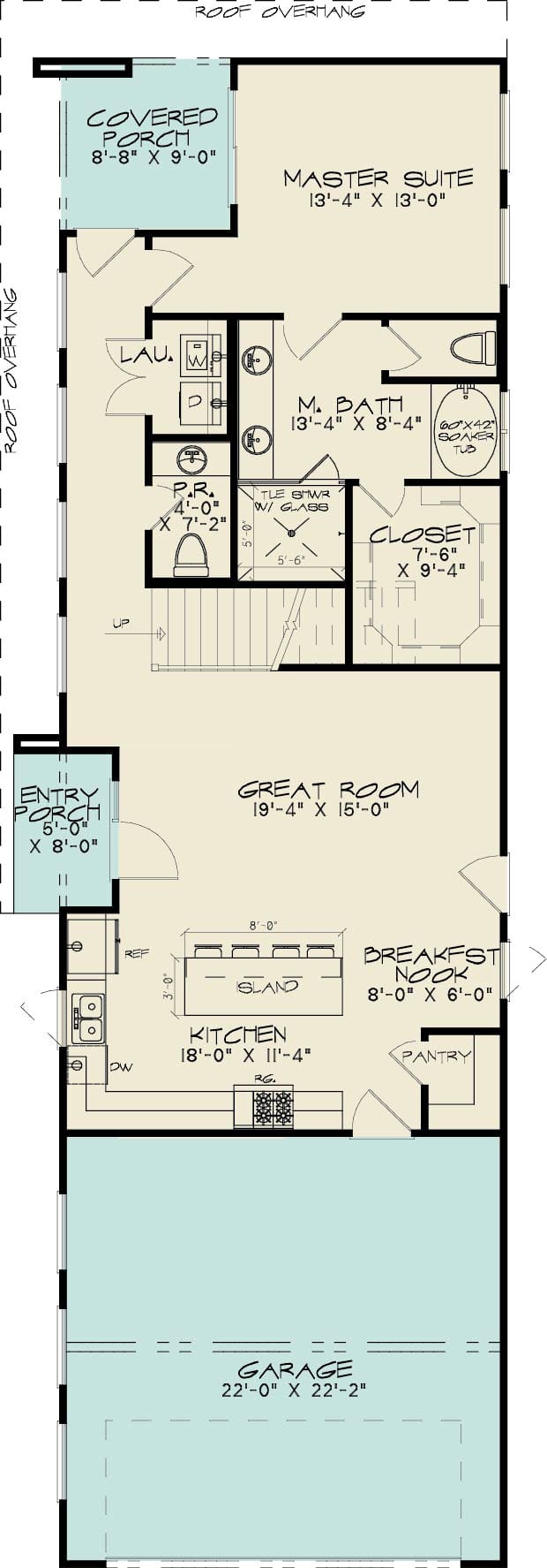 Main Level of Contemporary Plan #221-1012