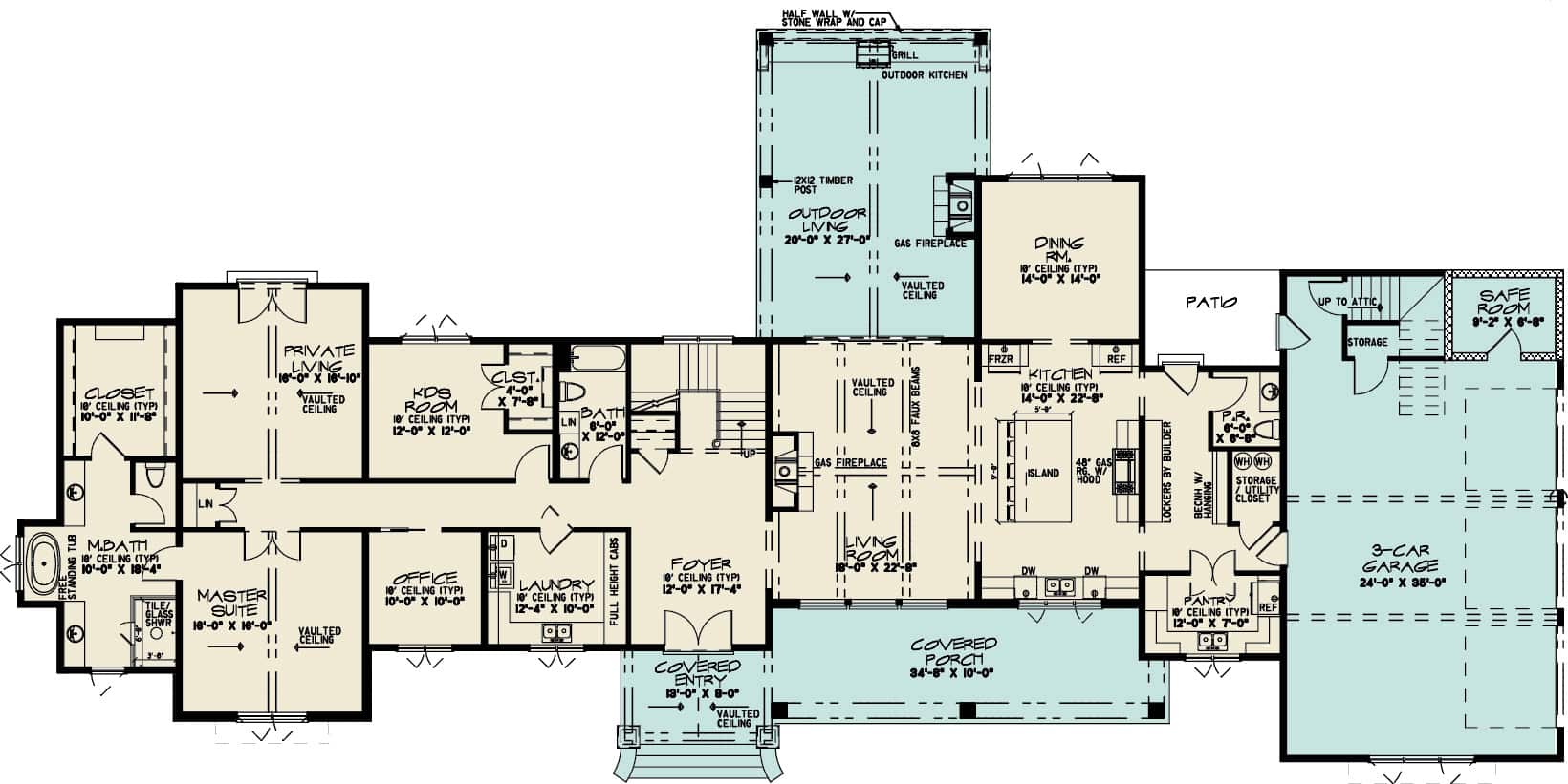 Main Level of Modern Plan #221-1014