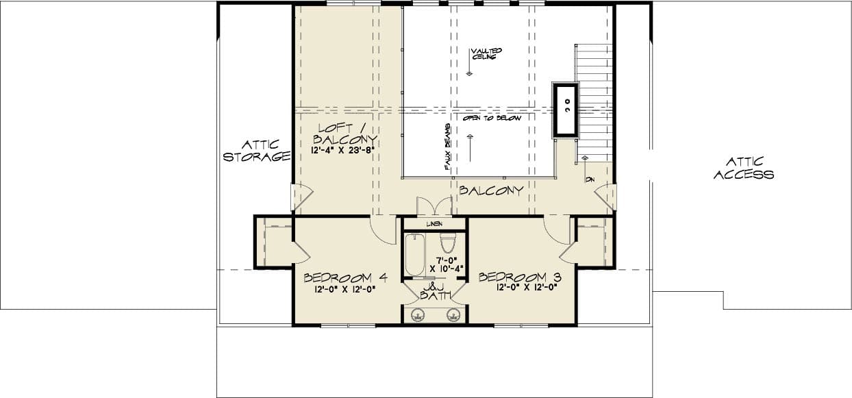 Upper Level of Modern Farmhouse Plan #221-1015