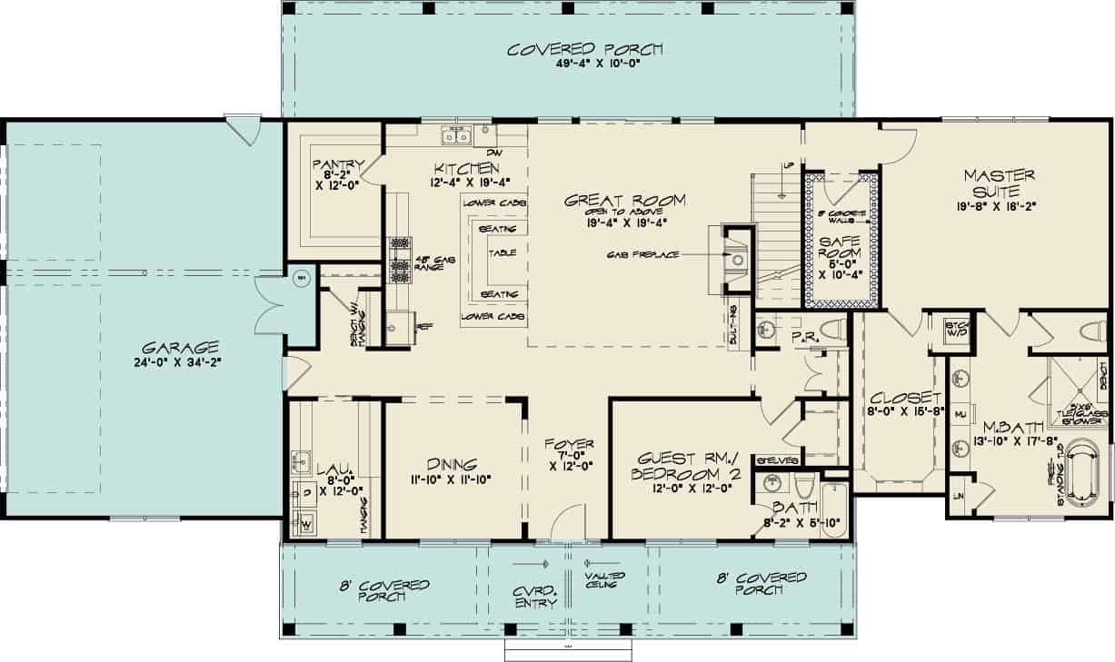 Main Level of Modern Farmhouse Plan #221-1015