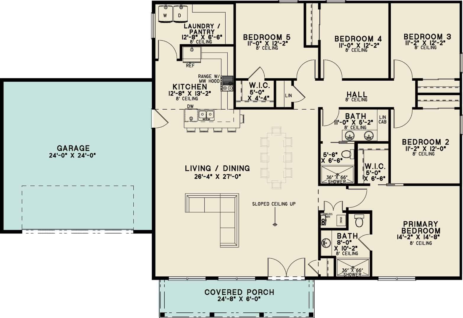Main Level of Contemporary Plan #221-1018