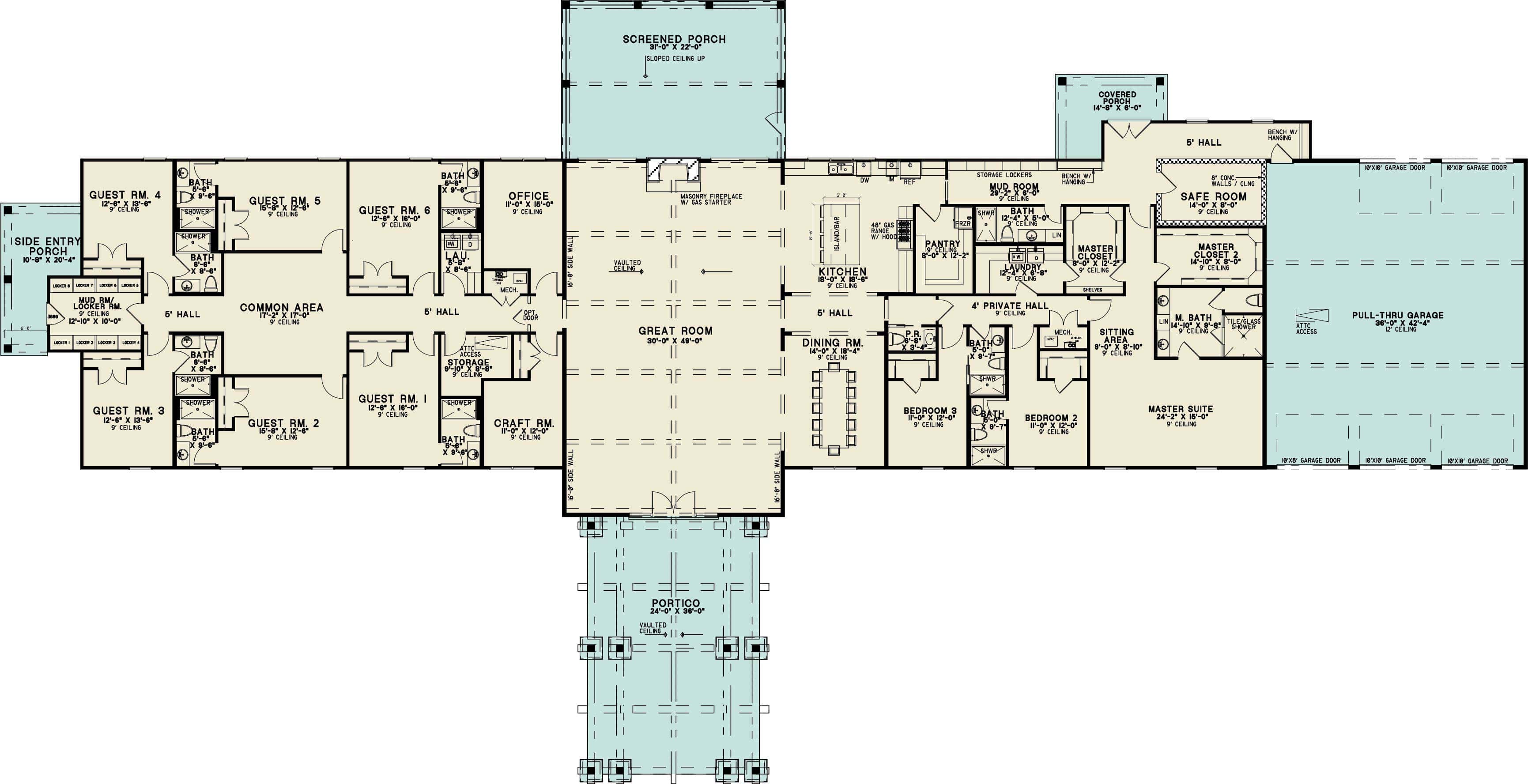 Main Level of Barndominium Plan #221-1019