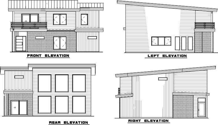Home Plan Elevations of this 4-Bedroom,2098 Sq Ft Plan -221-1020