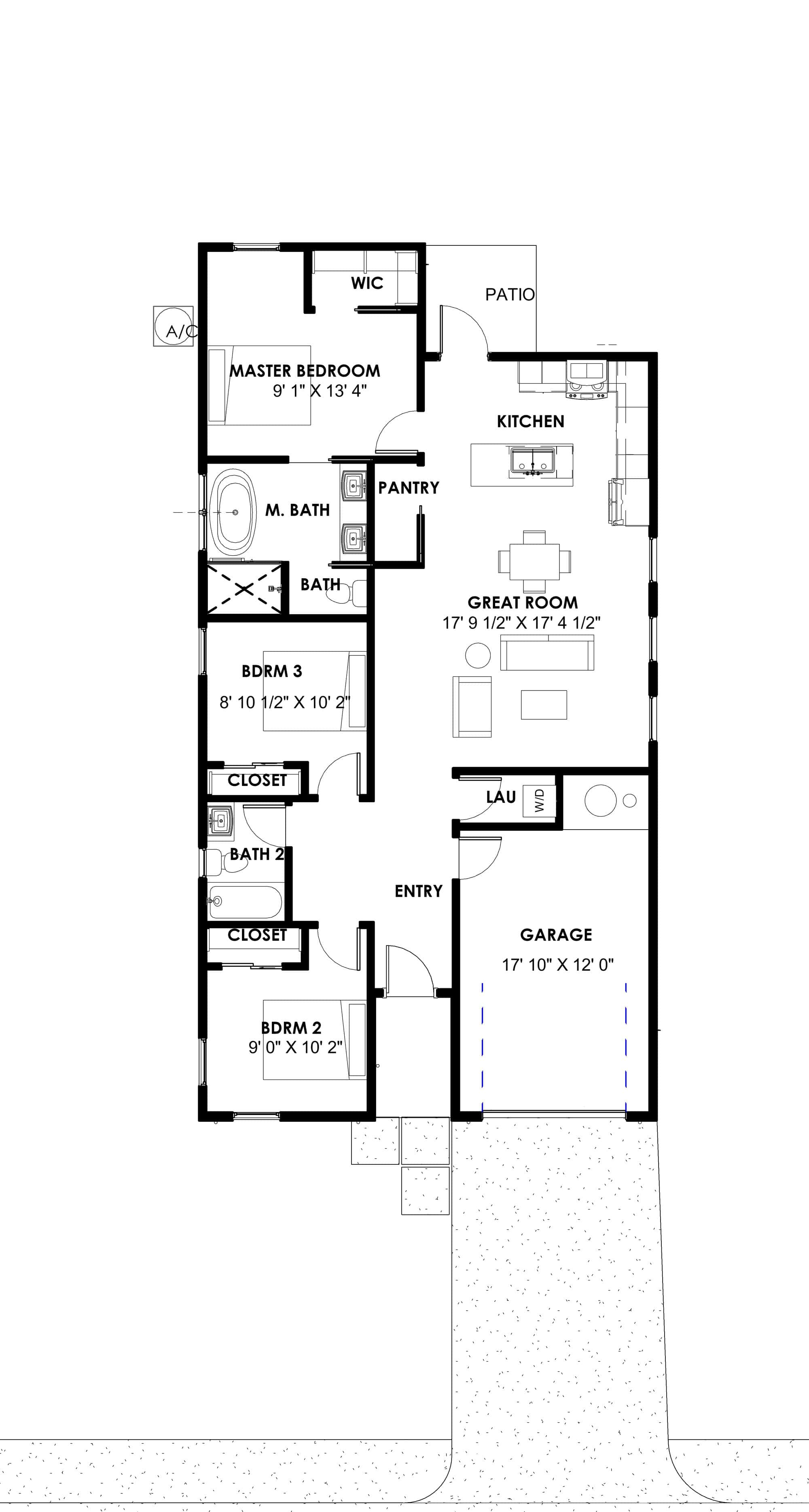 Main Level of Rustic Plan #223-1003