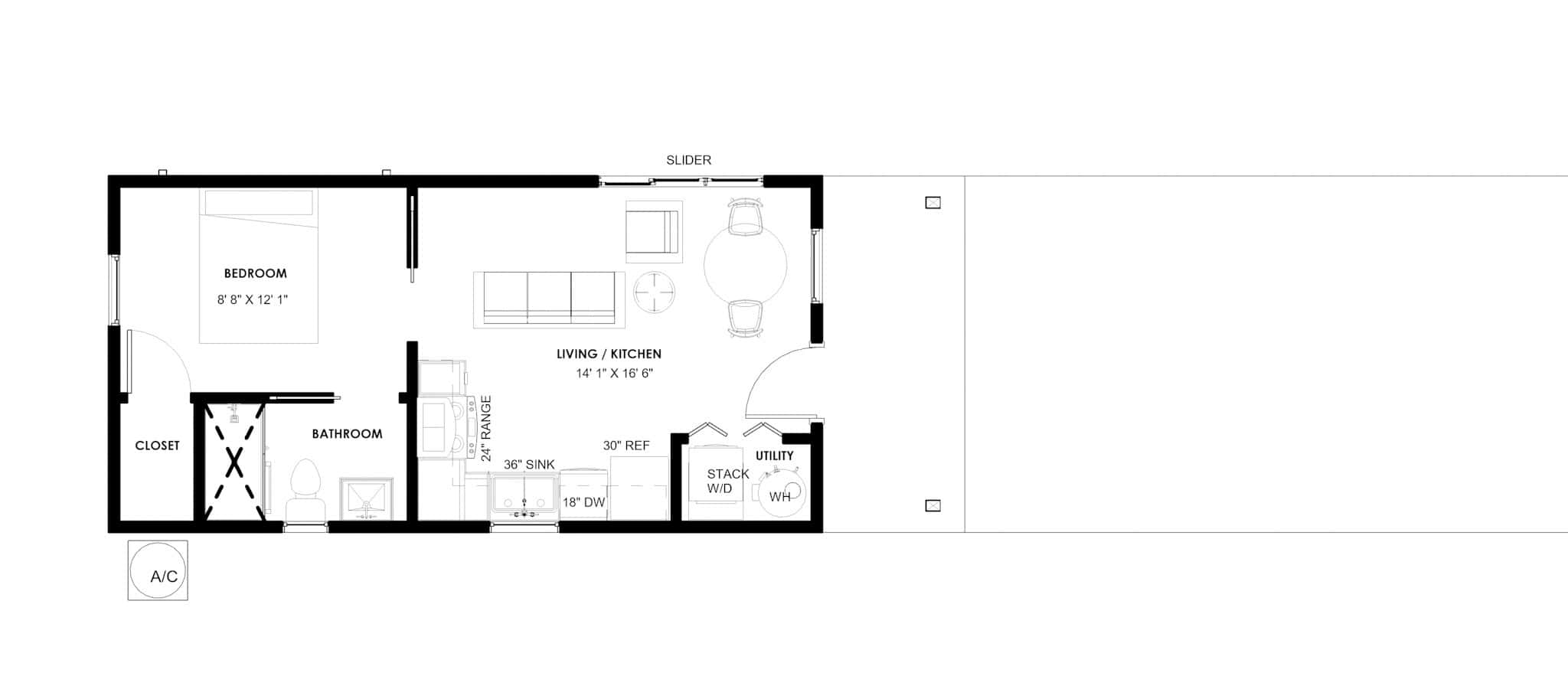 Main Level of Modern Plan #223-1004