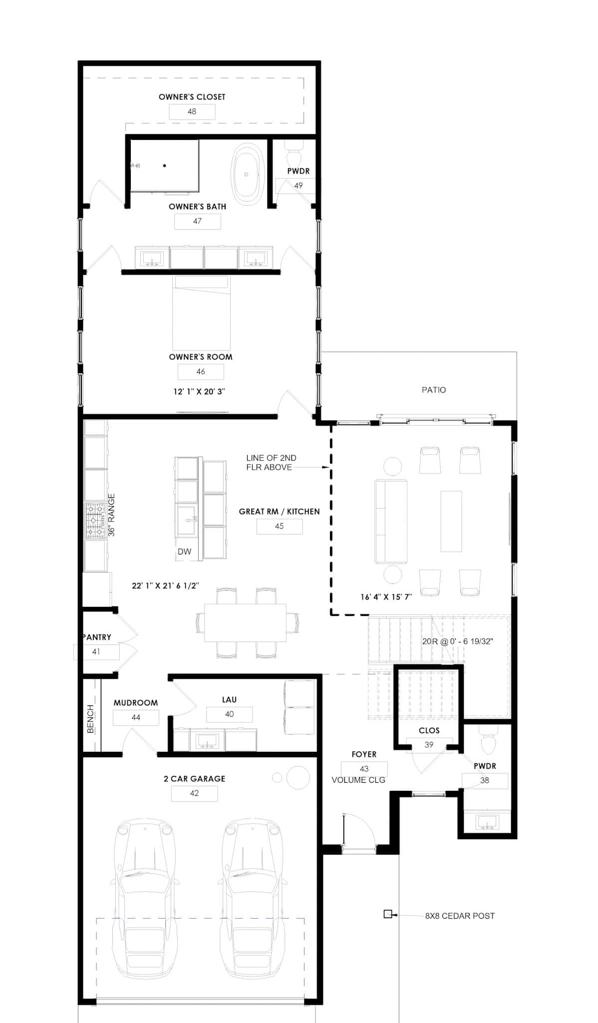 Main Level of Modern Plan #223-1014