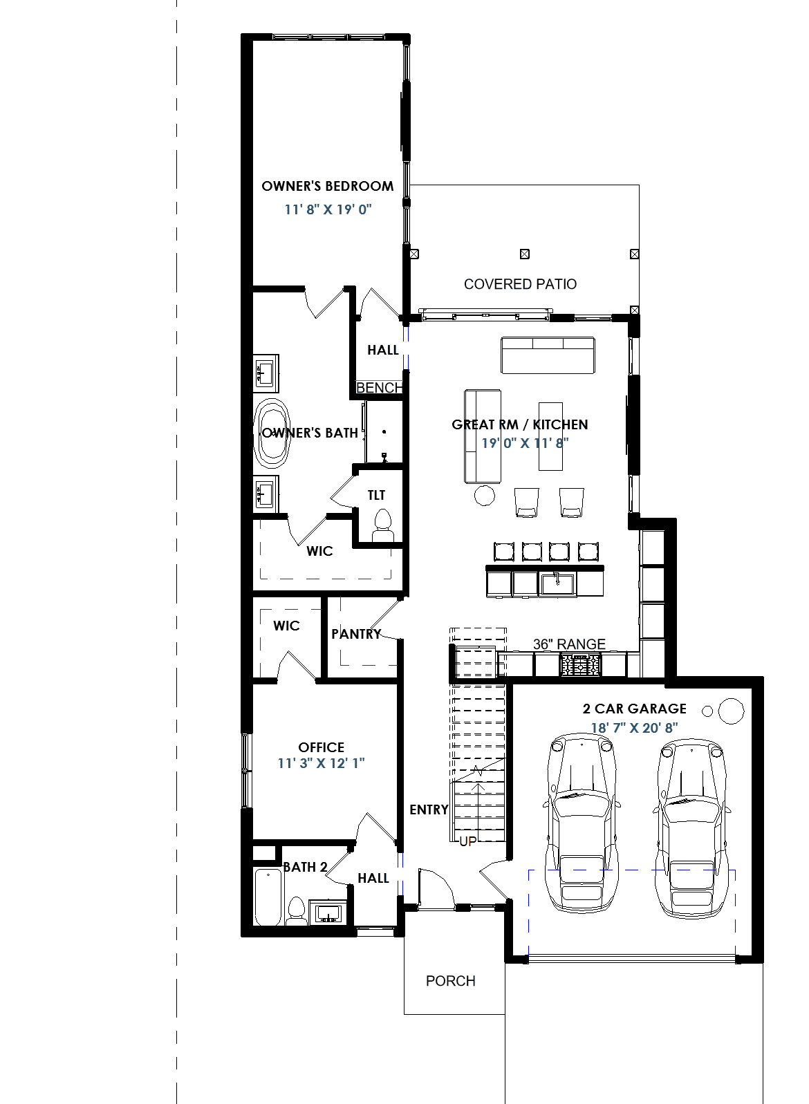 Main Level of Modern Plan #223-1015