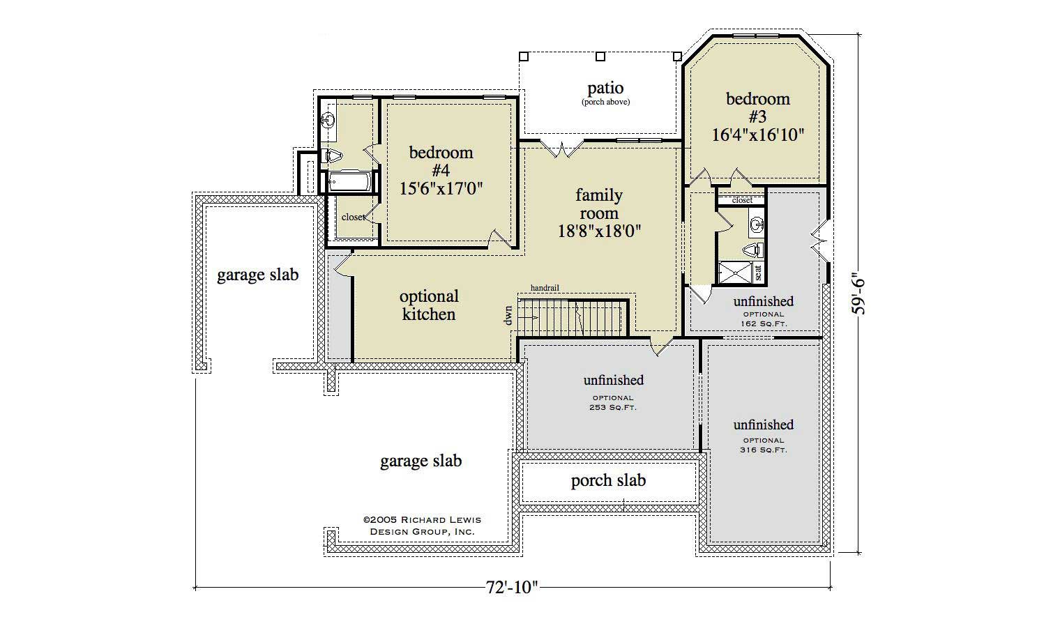 Floor Plan Basement of Country Plan #225-1031
