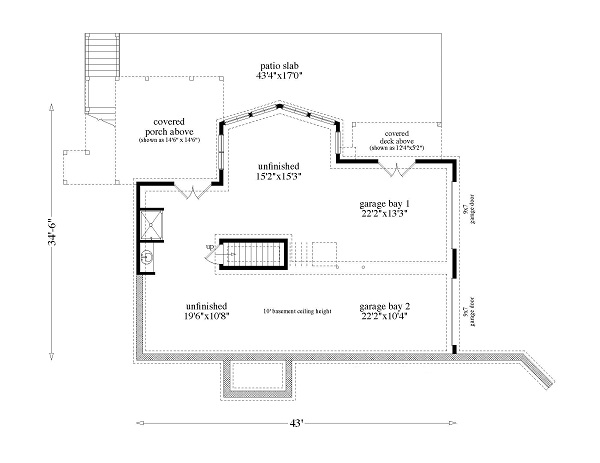 Floor Plan Basement of Country Plan #225-1053