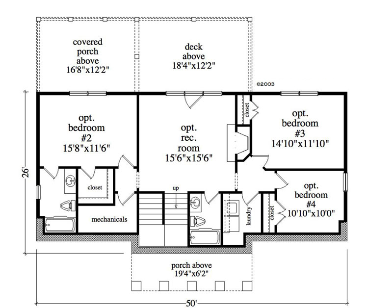 Floor Plan Basement of Craftsman Plan #225-1060