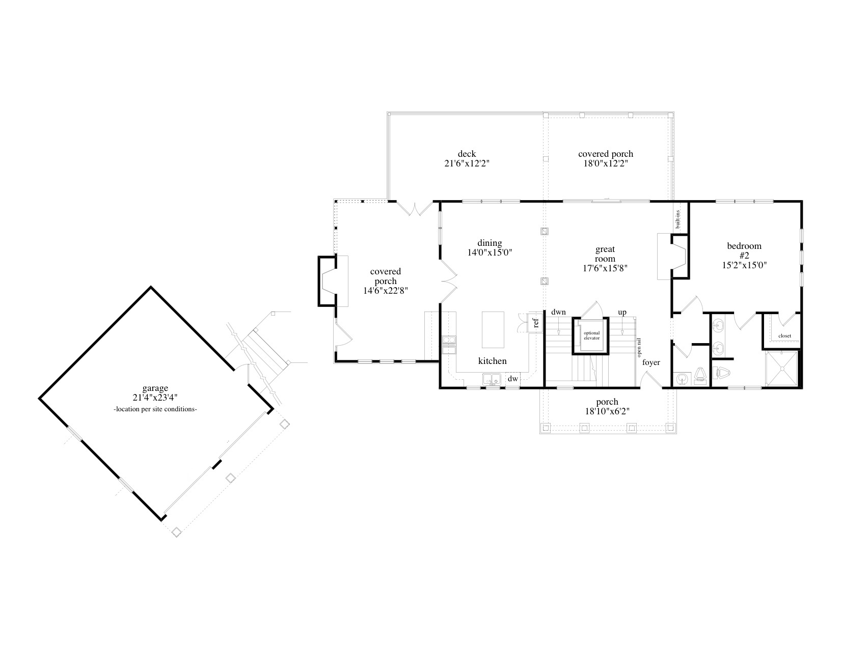 Floor Plan First Story of Craftsman Plan #225-1070