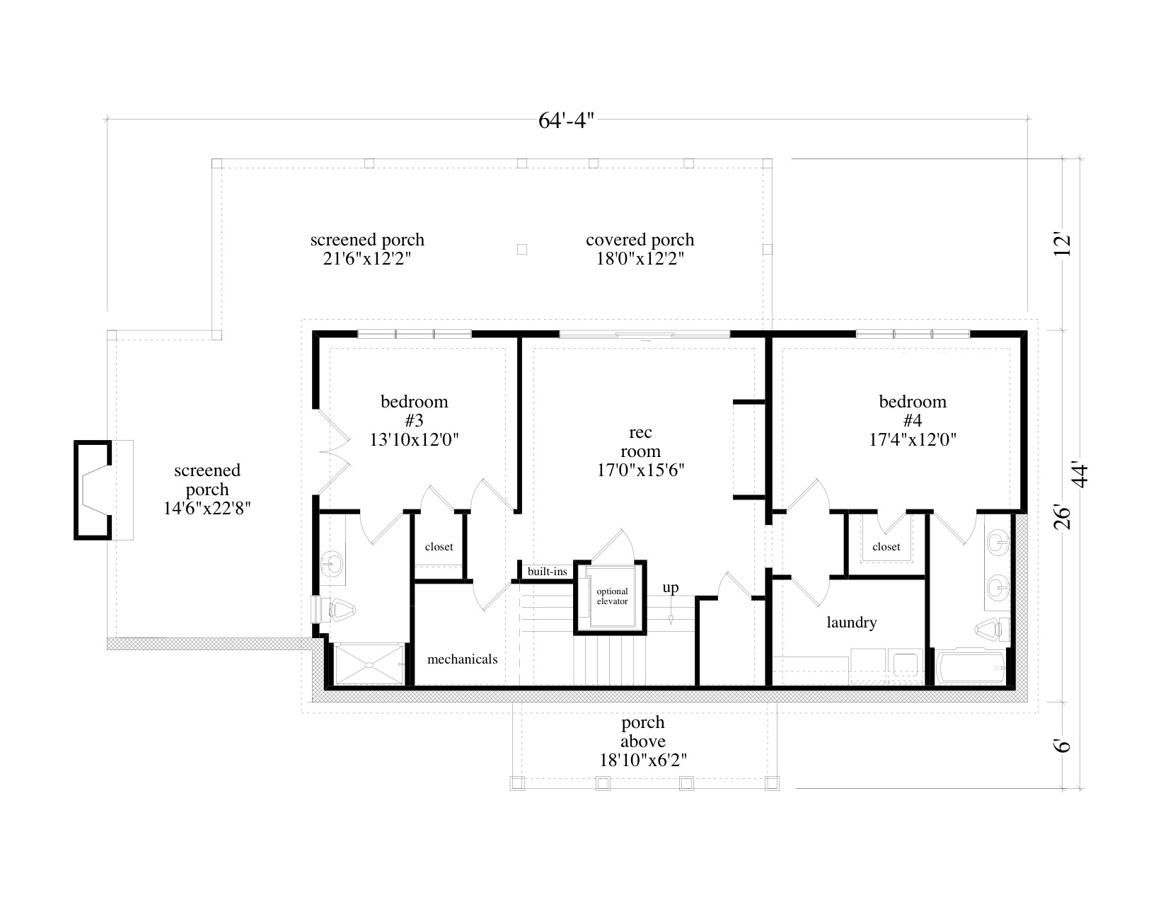 Floor Plan Basement of Craftsman Plan #225-1070