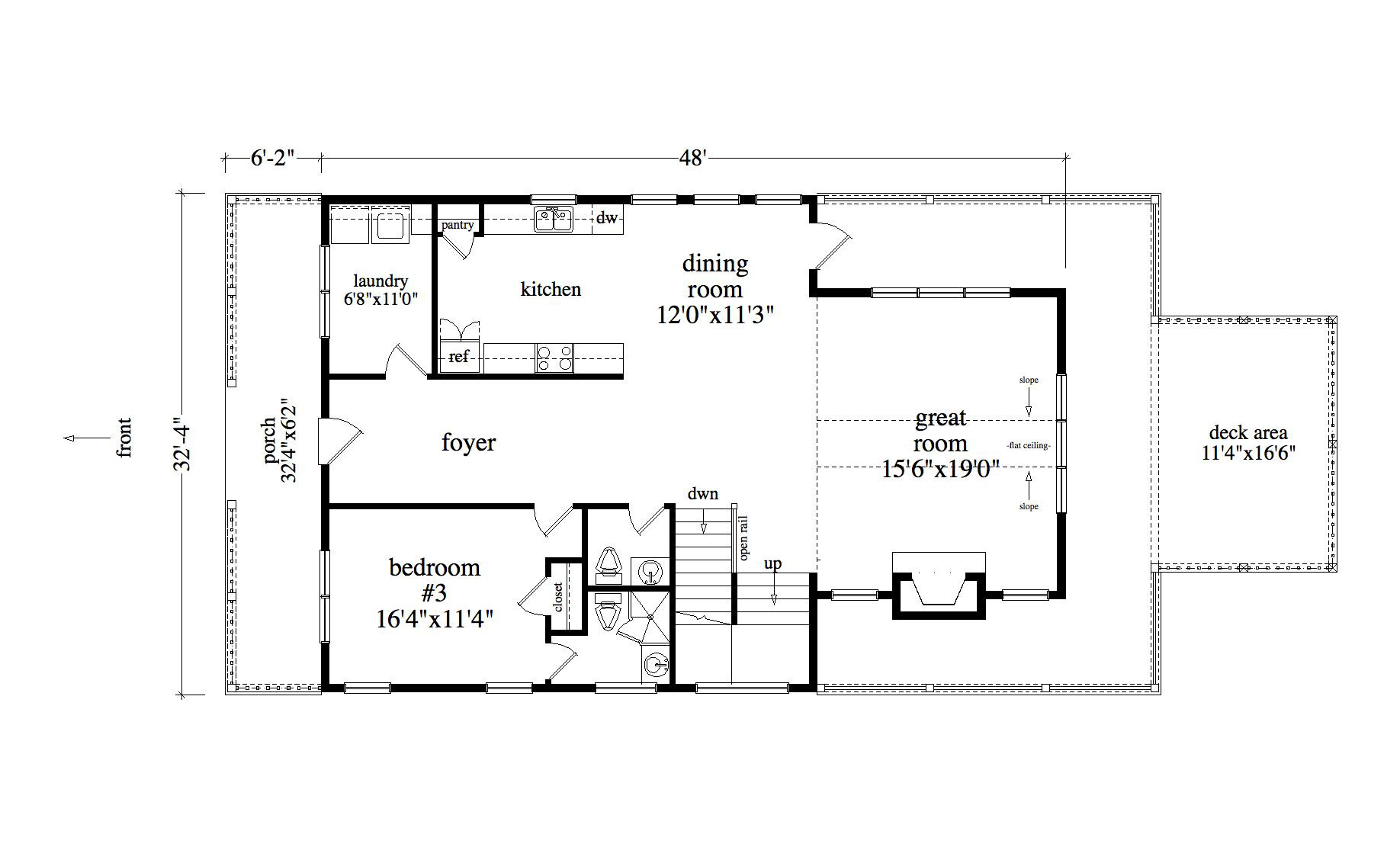 Floor Plan First Story of Craftsman Plan #225-1071