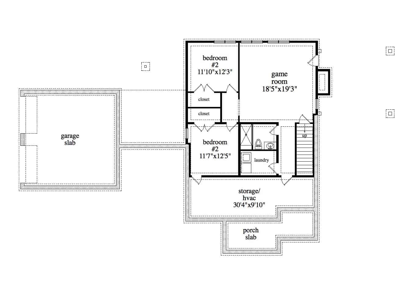 Basement of Ranch Plan #225-1082