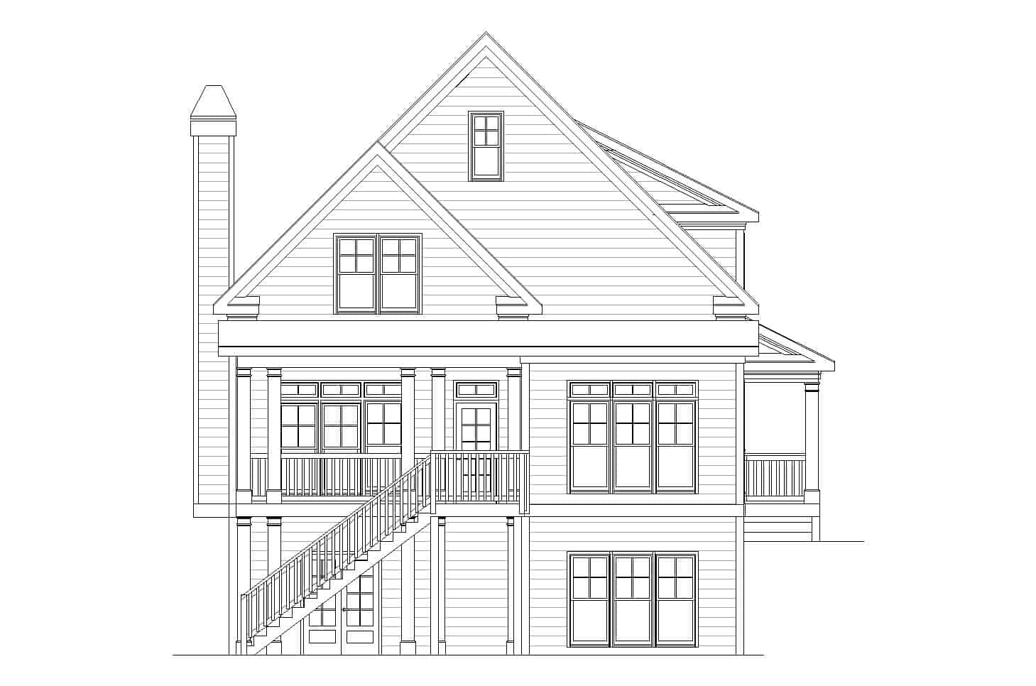 Home Plan Rear Elevation of this 3-Bedroom,2280 Sq Ft Plan -225-1093