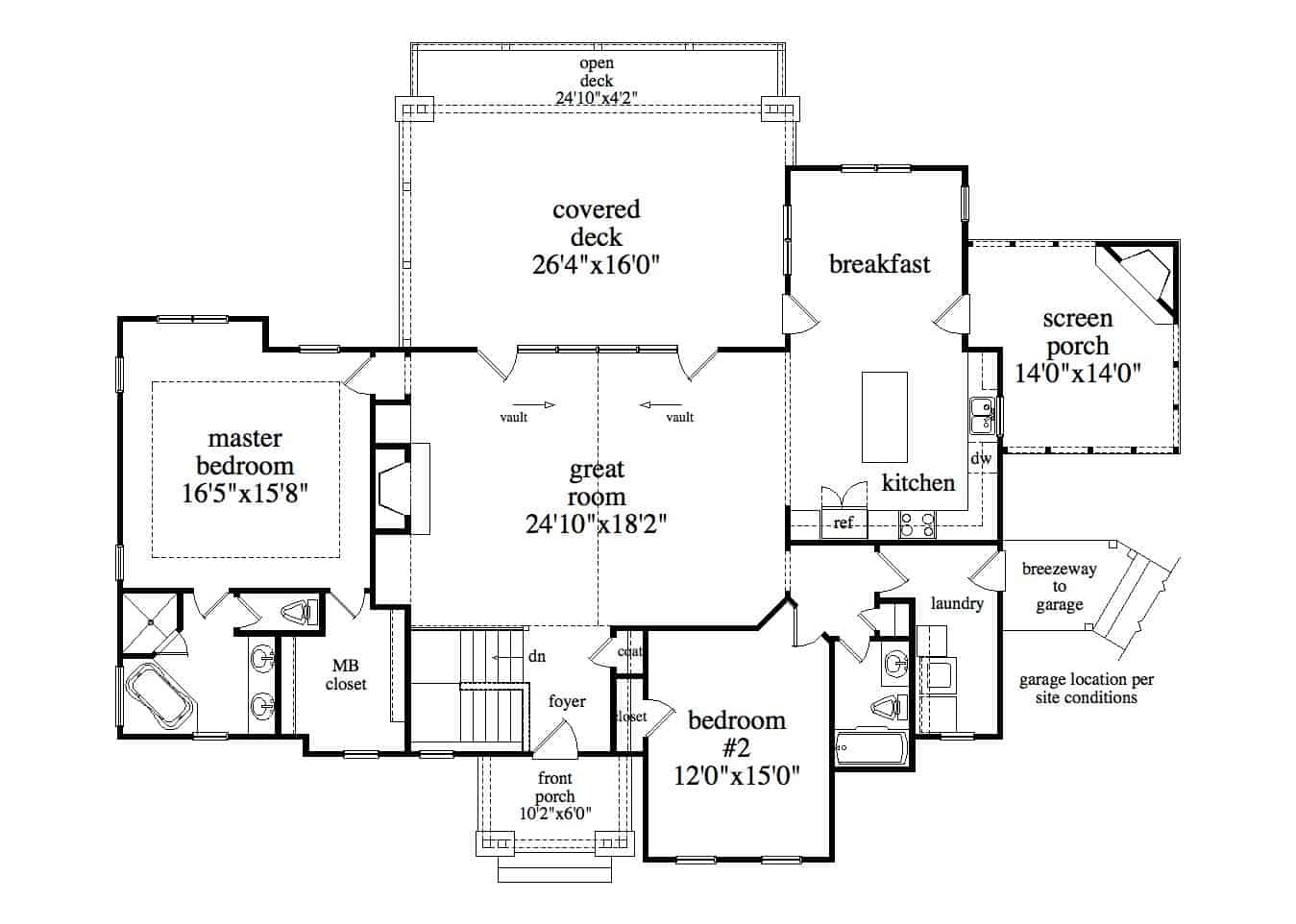 Main Level of Contemporary Plan #225-1095