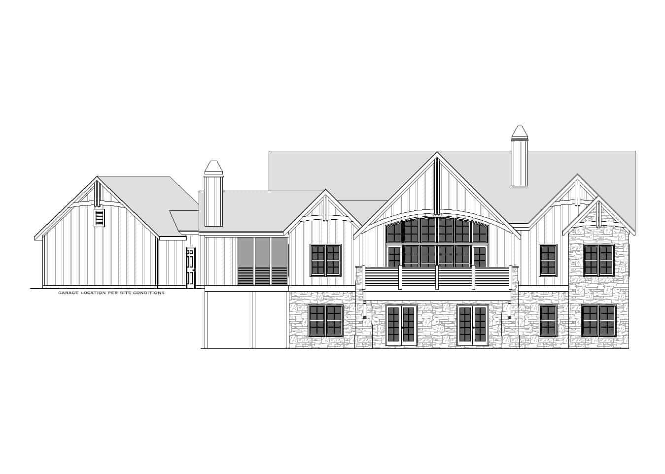 Home Plan Rear Elevation of this 2-Bedroom,2981 Sq Ft Plan -225-1095
