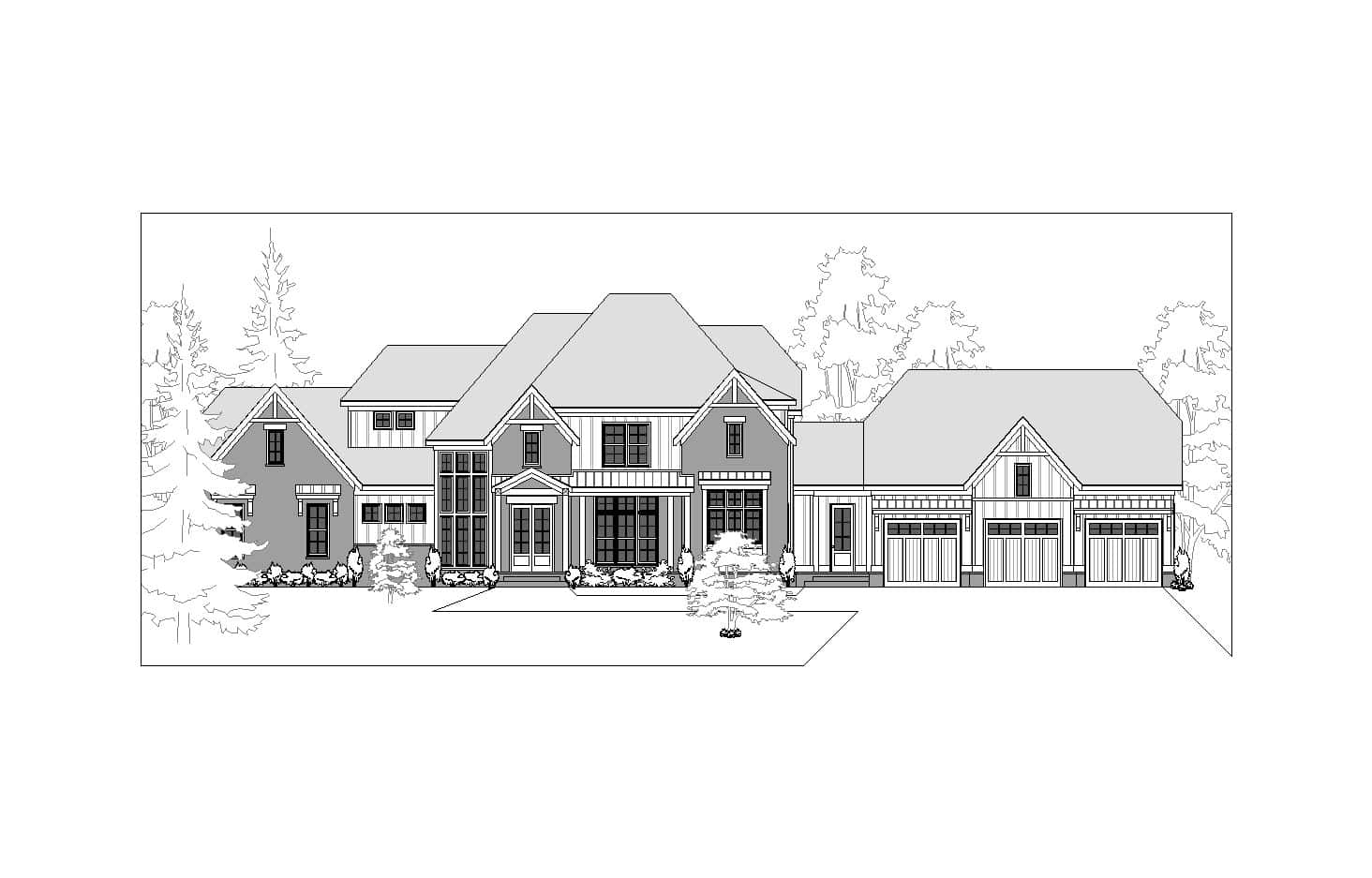 Home Plan Front Elevation of this 4-Bedroom,4380 Sq Ft Plan -225-1102